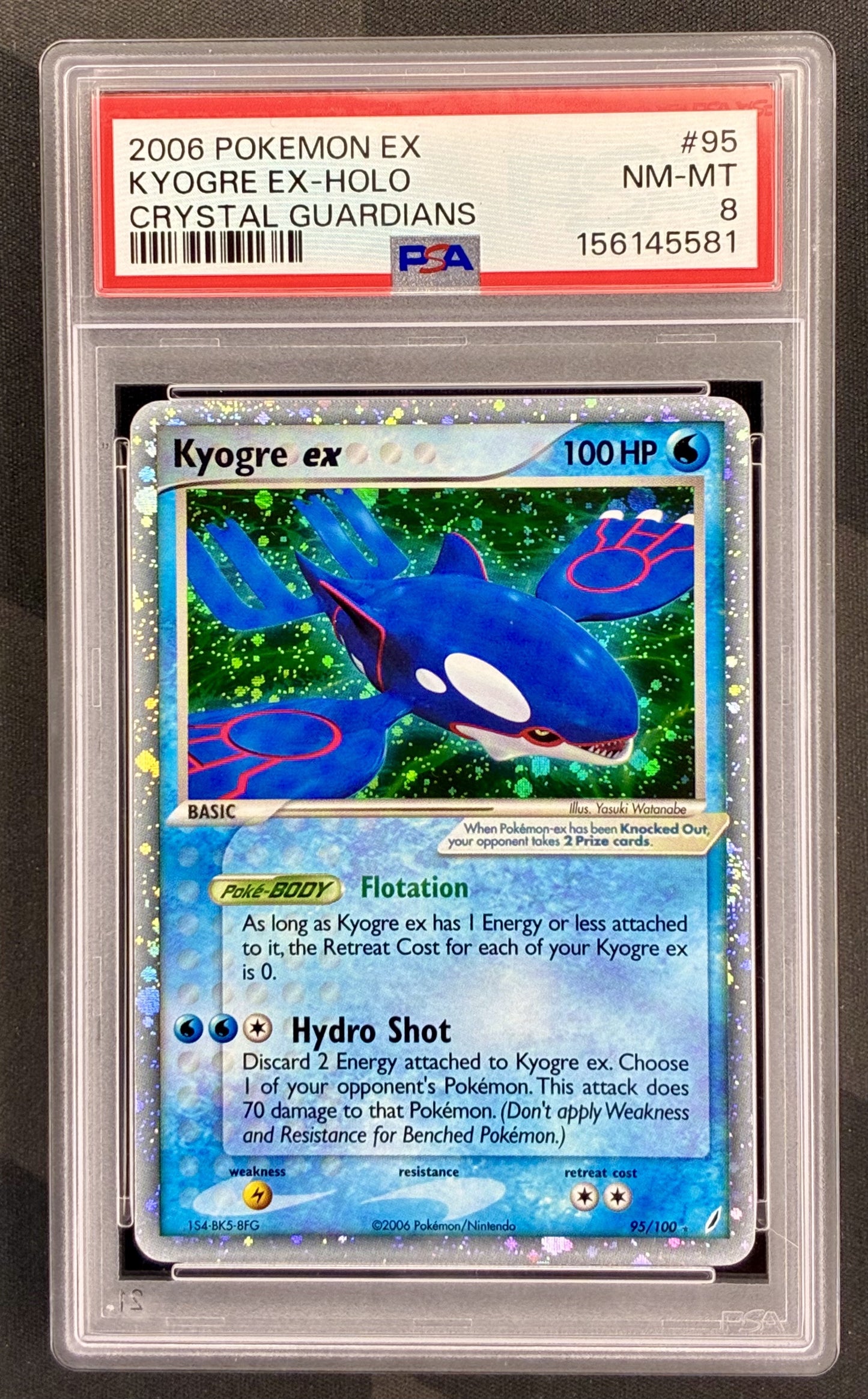 Pokemon Kyogre 95 100 Holo Rare EX Crystal Guardians PSA 8 NM MT Graded English Pokemon Card Collectible