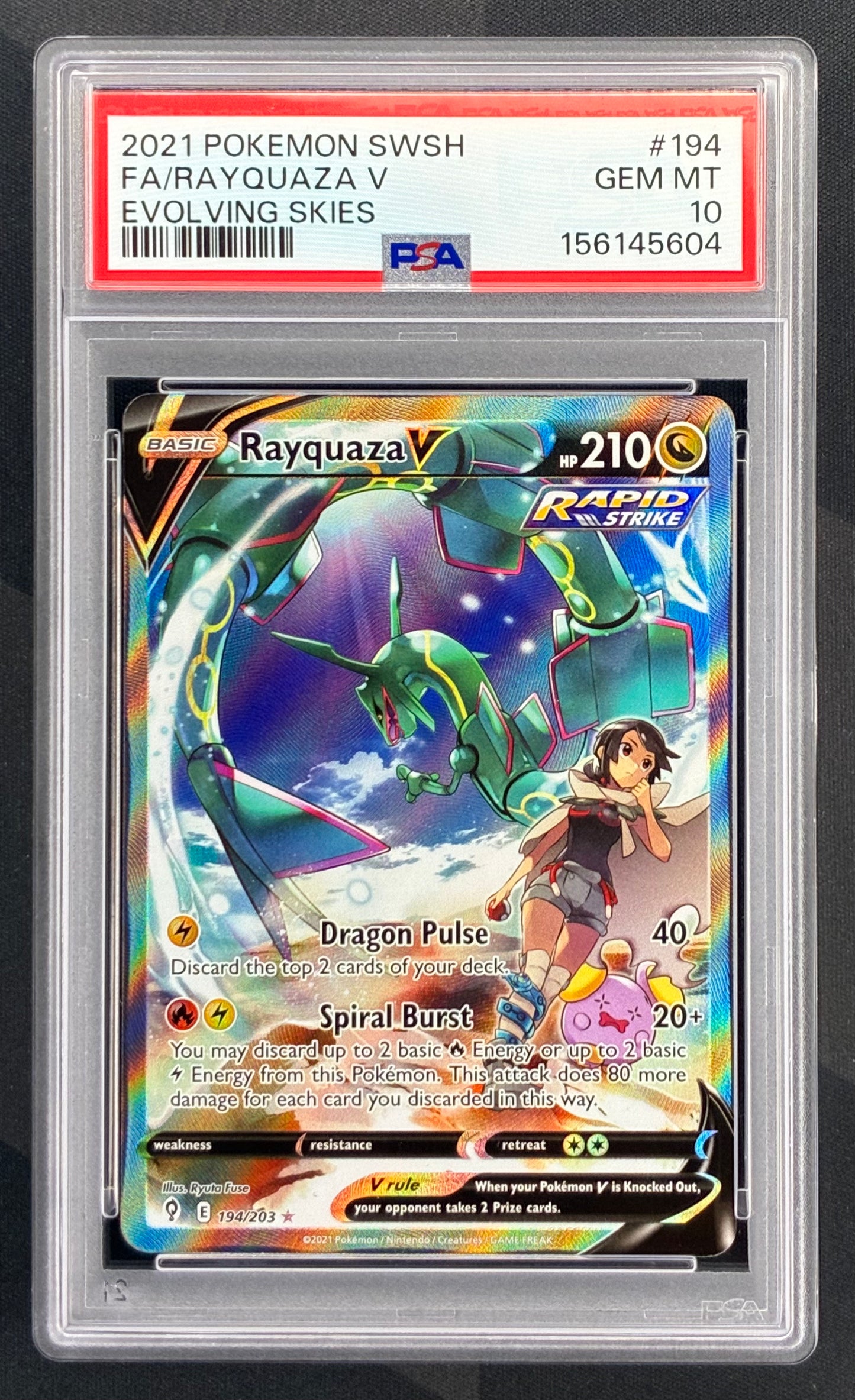 Pokemon Rayquaza V 194/203 Alternate Art PSA 10