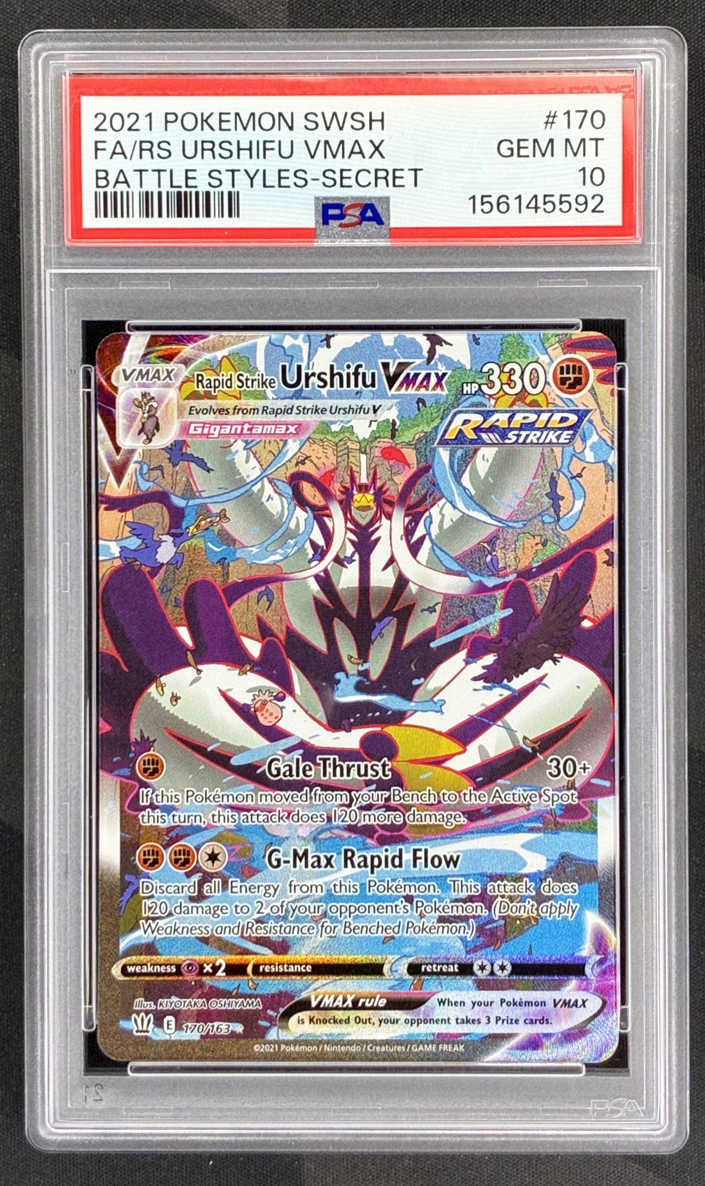Pokemon Rapid Strike Urshifu VMAX 170/163 Rainbow Rare PSA 10