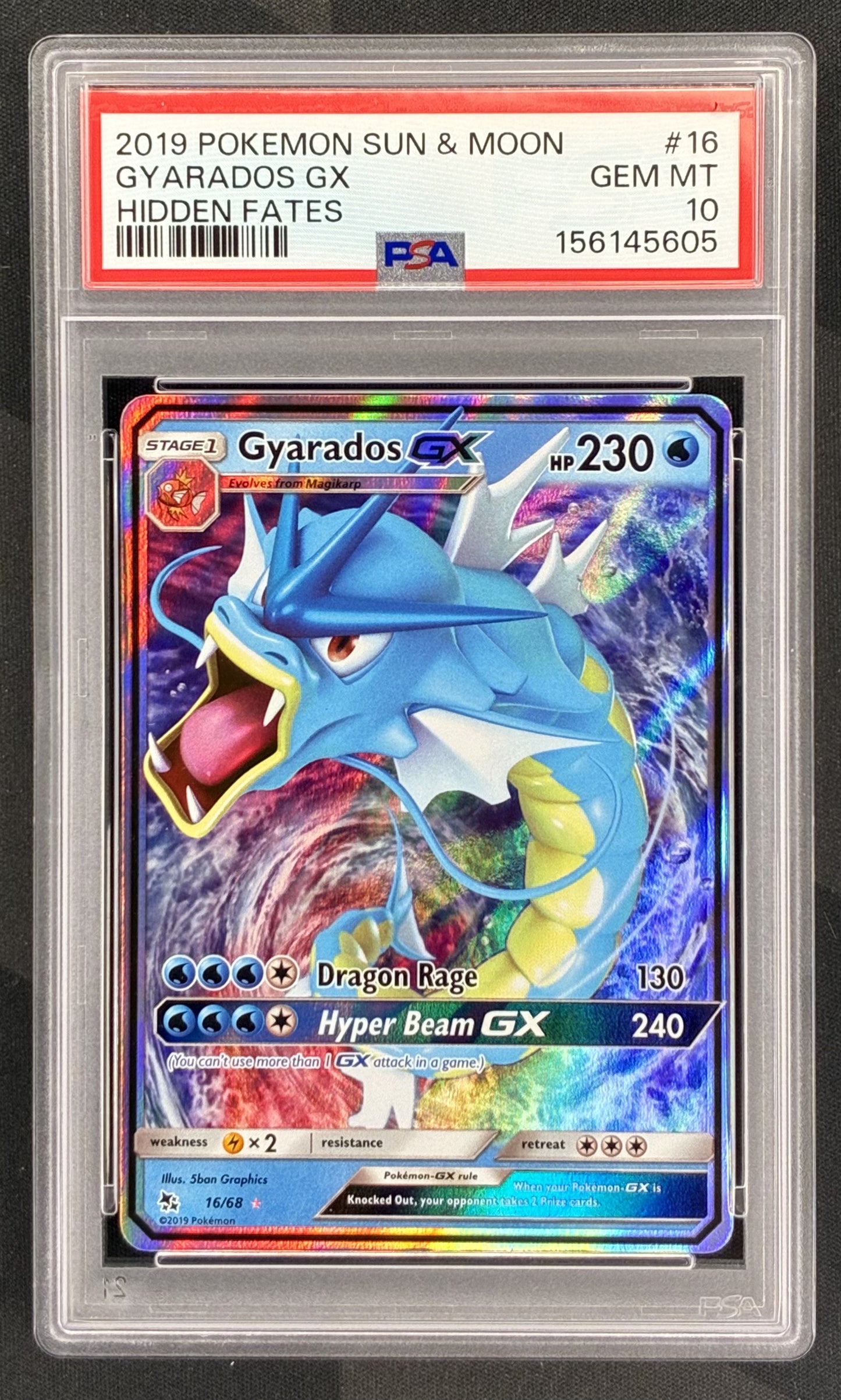 Pokemon Gyarados GX 16 68 Hidden Fates Ultra Rare GX PSA 10 GEM MINT English Pokemon Card Collectible