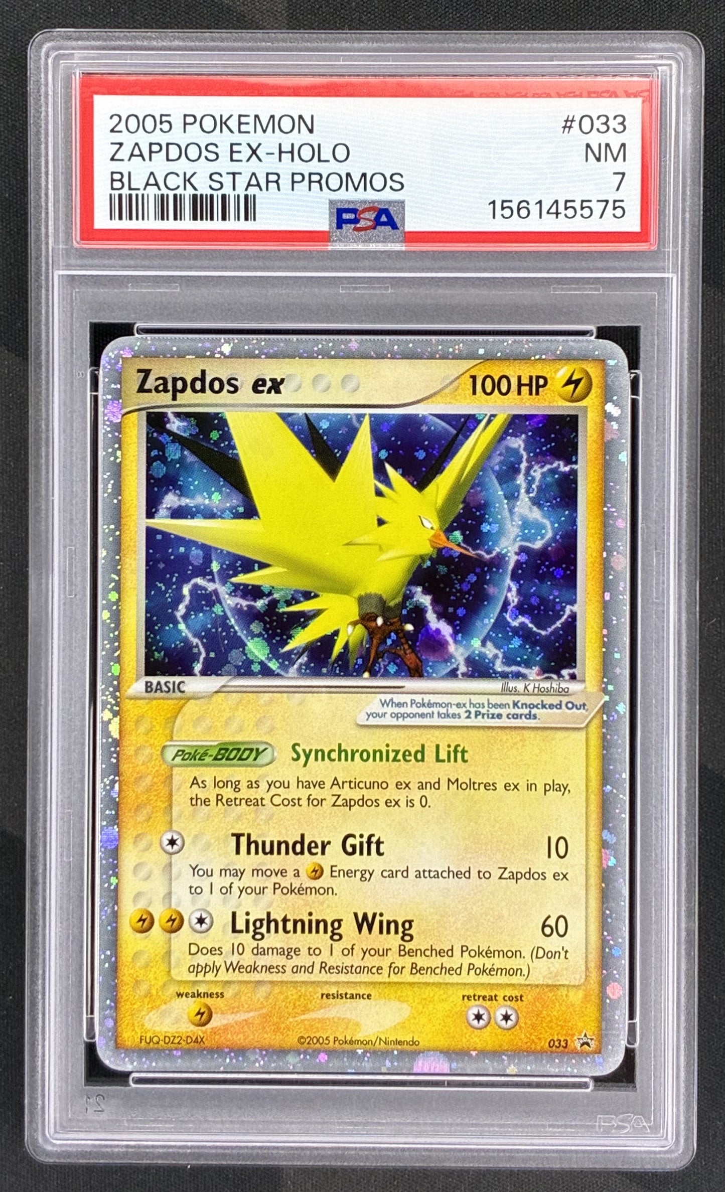 Pokemon Zapdos ex 33 Black Star Promo Holo PSA 7 Near Mint Graded English Pokemon Card Collectible