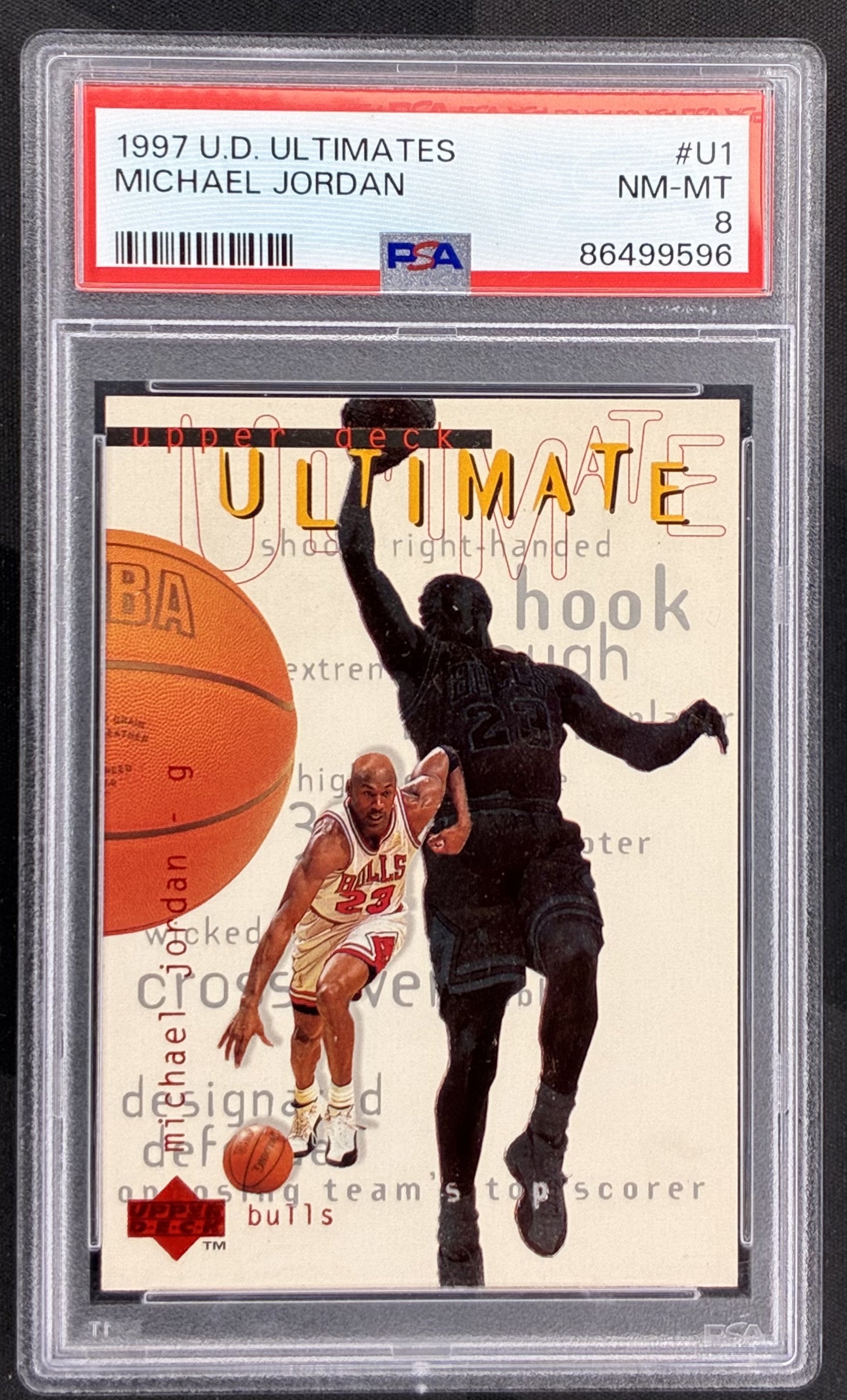 Michael Jordan 1997 Upper Deck Ultimates U1 PSA 8 NM MT Chicago Bulls Basketball Card Collectible Graded Card