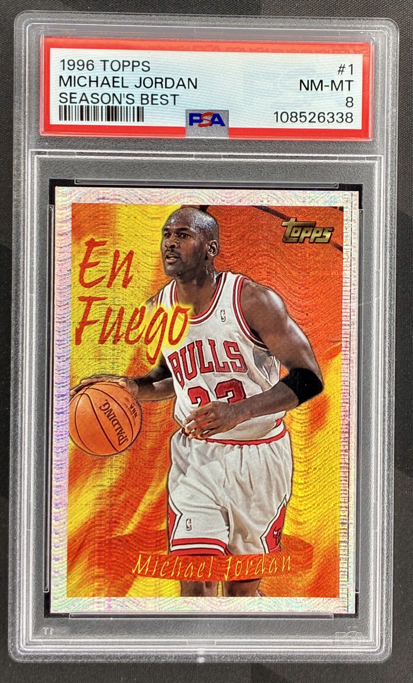 Michael Jordan 1996 Topps Seasons Best 1 PSA 8 NM MT Chicago Bulls Basketball Card Collectible Graded Card 1990s NBA Insert
