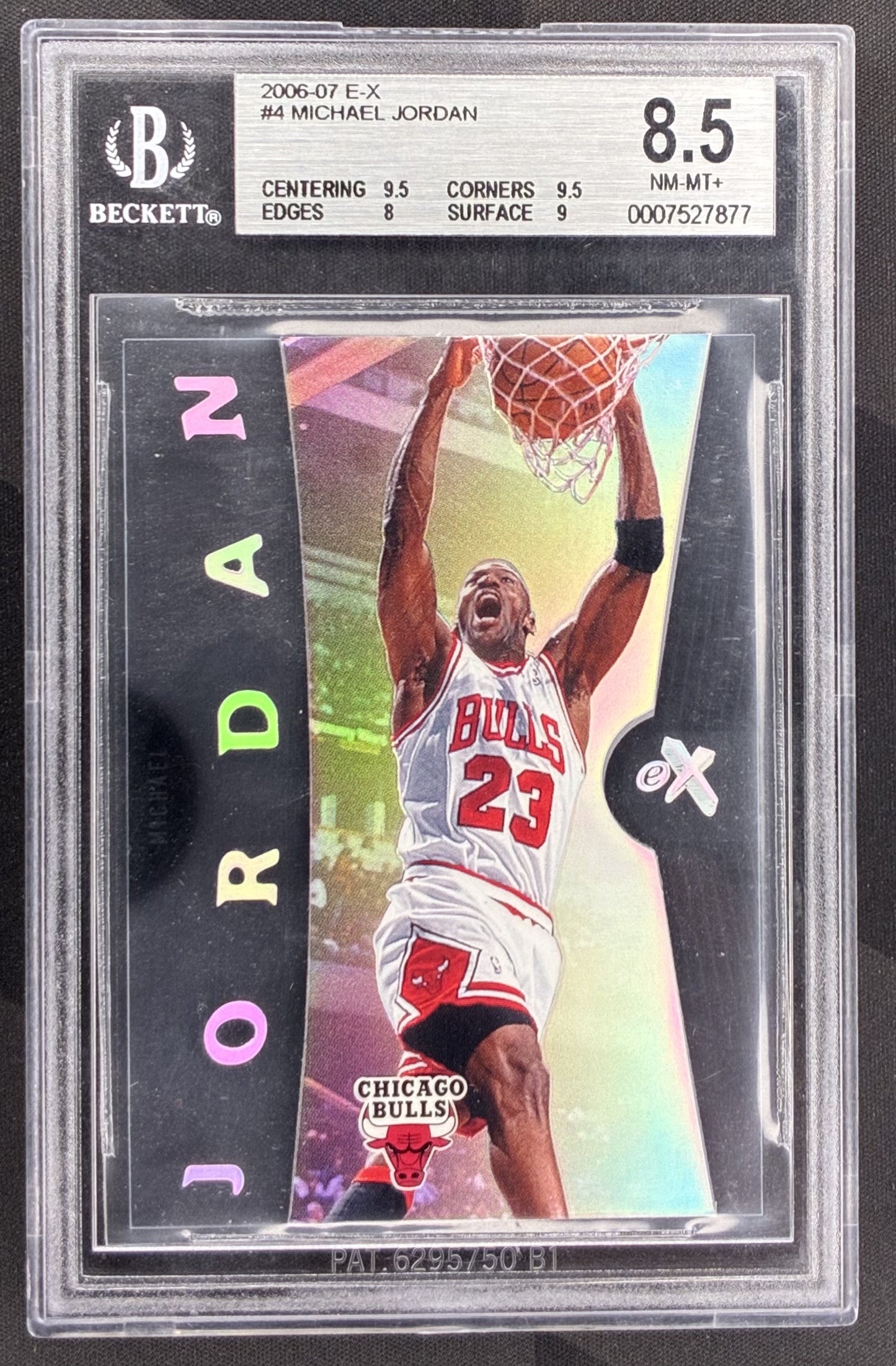 Michael Jordan 2006 07 Fleer E-X 4 BGS 8.5 NM MT Plus Chicago Bulls Basketball Card Collectible Graded Card