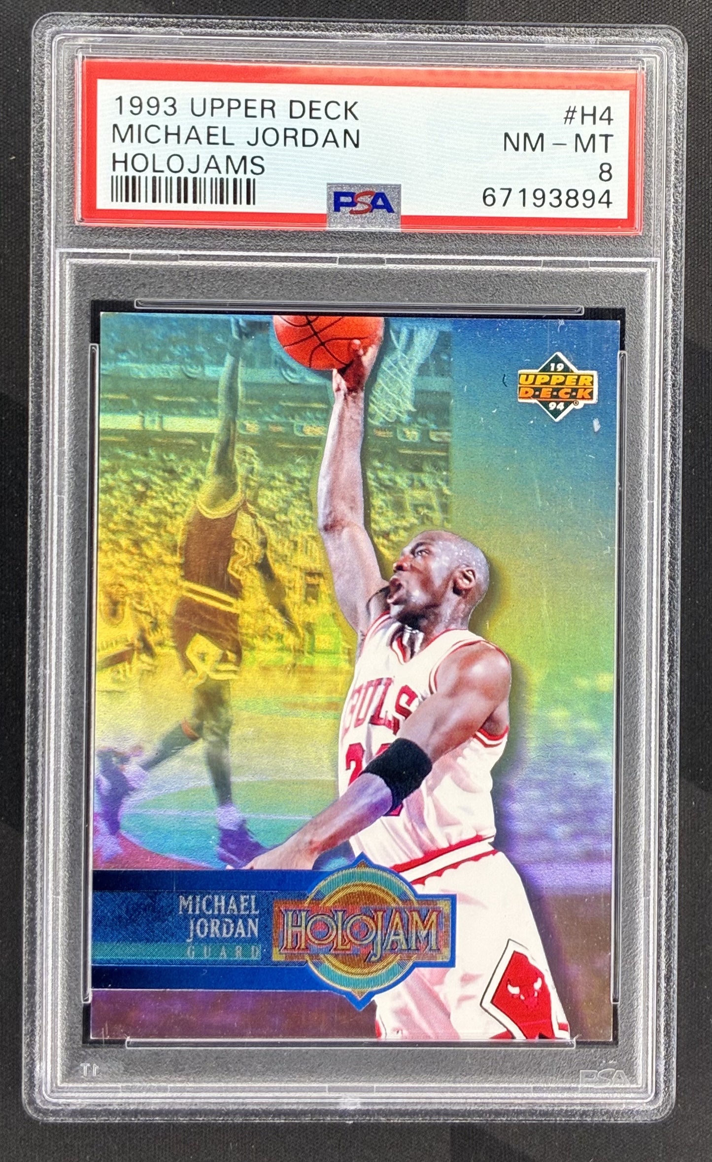 Michael Jordan 1993 Upper Deck HoloJams H4 PSA 8 NM MT Chicago Bulls Basketball Card Collectible Graded Hologram Insert Card