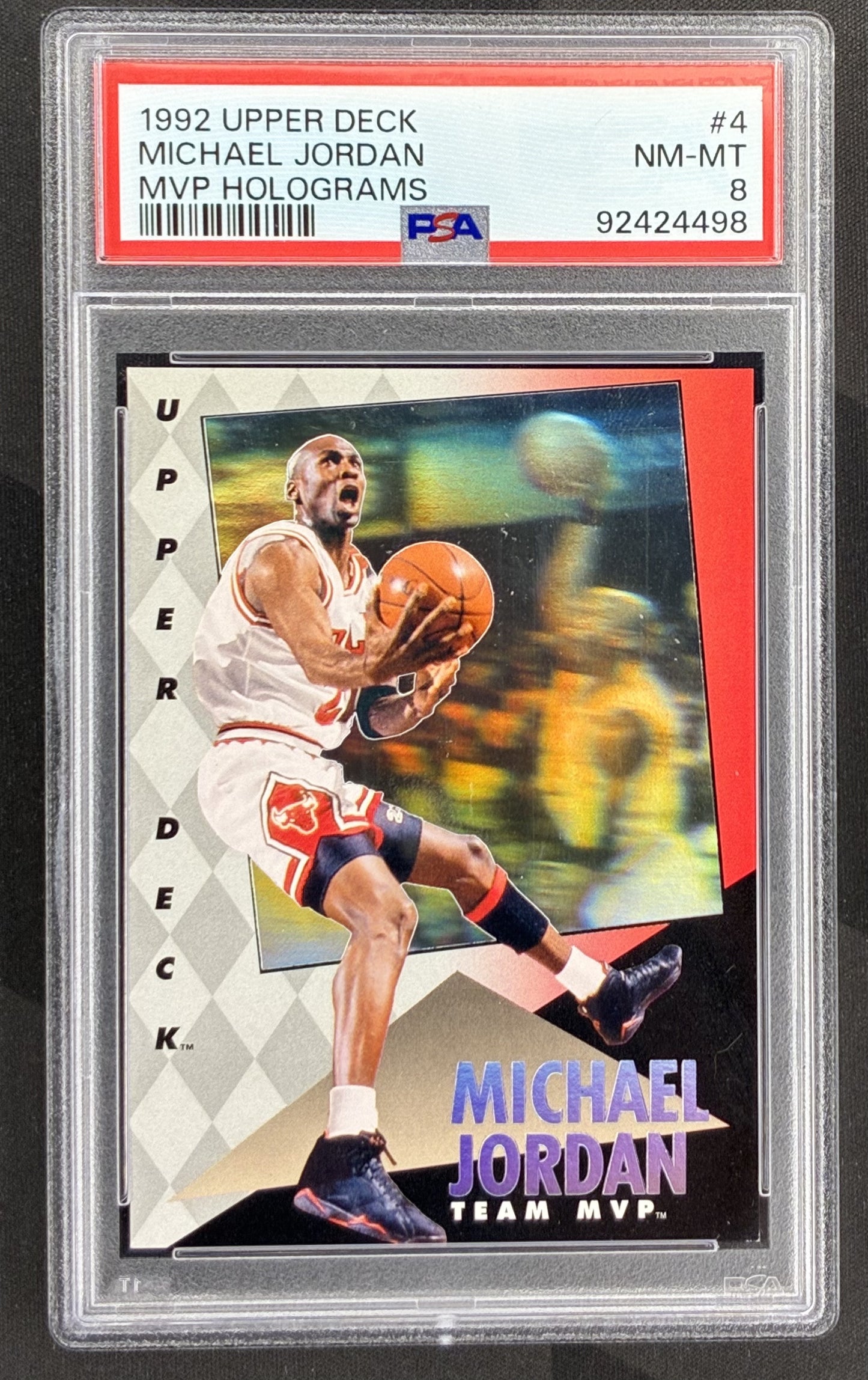 Michael Jordan 1992 Upper Deck MVP Holograms 4 PSA 9 Mint Chicago Bulls Basketball Card Collectible Graded Hologram Insert Card Vintage NBA Collectible