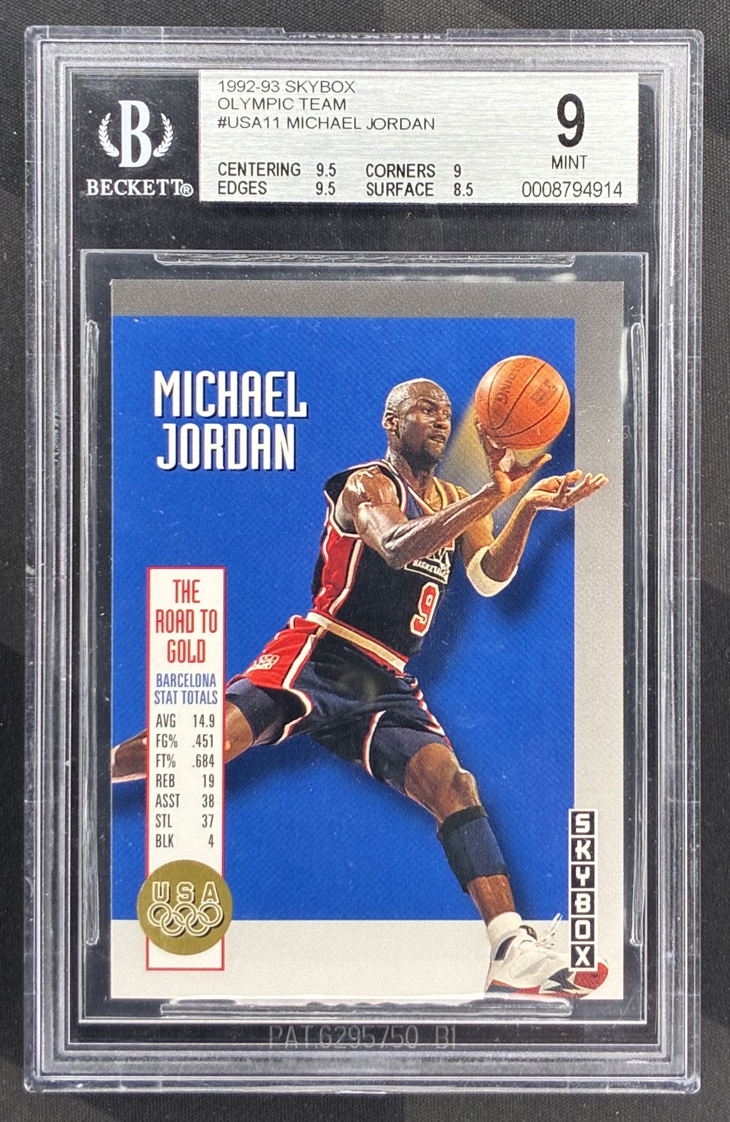 1992 SkyBox Olympic Team Michael Jordan #USA11 PSA 9 Mint Team USA Dream Team basketball card Olympic collectible.