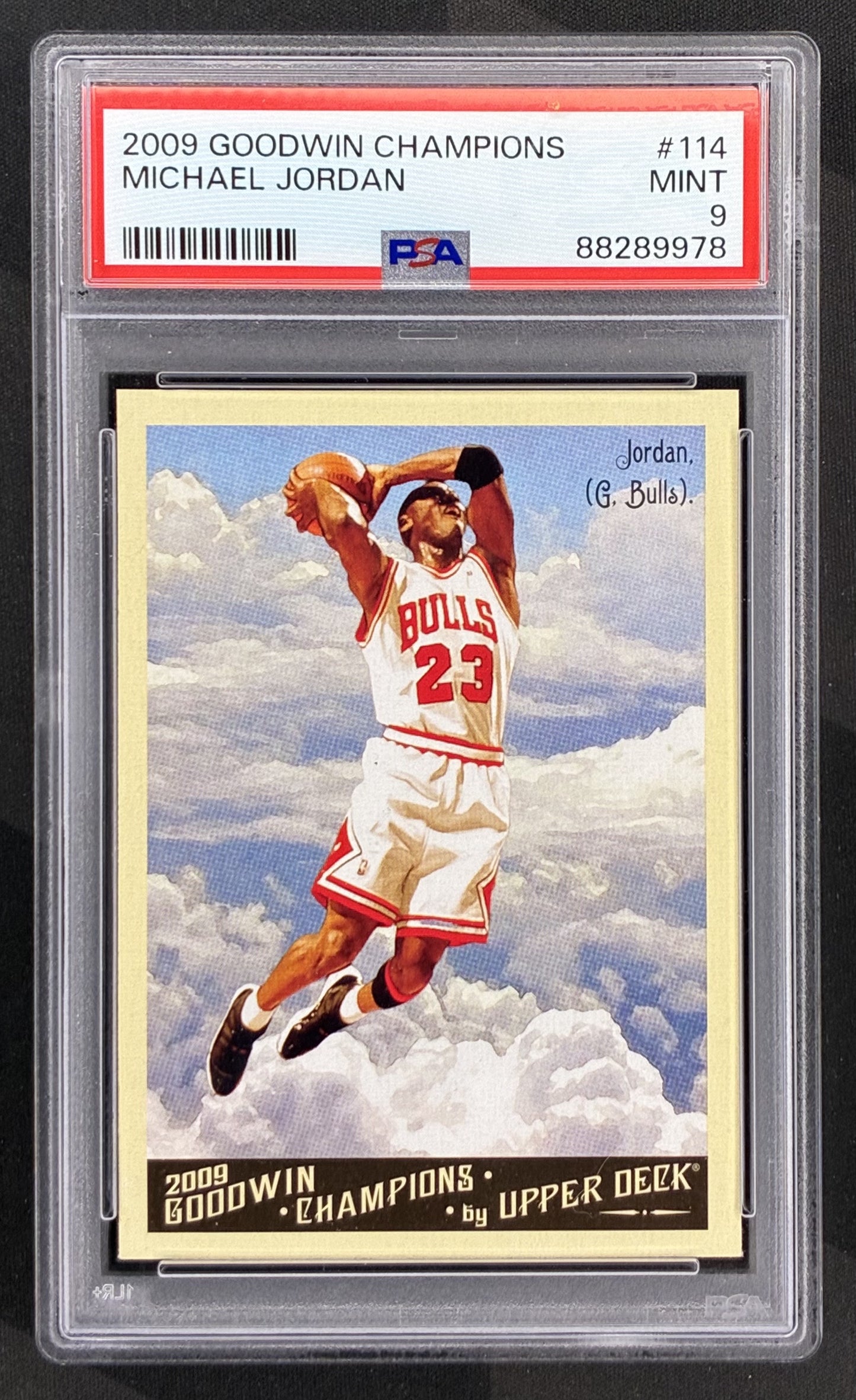 2009 Upper Deck Goodwin Champions Michael Jordan #114 PSA 9 Mint basketball card Hall of Fame collectible graded by PSA.