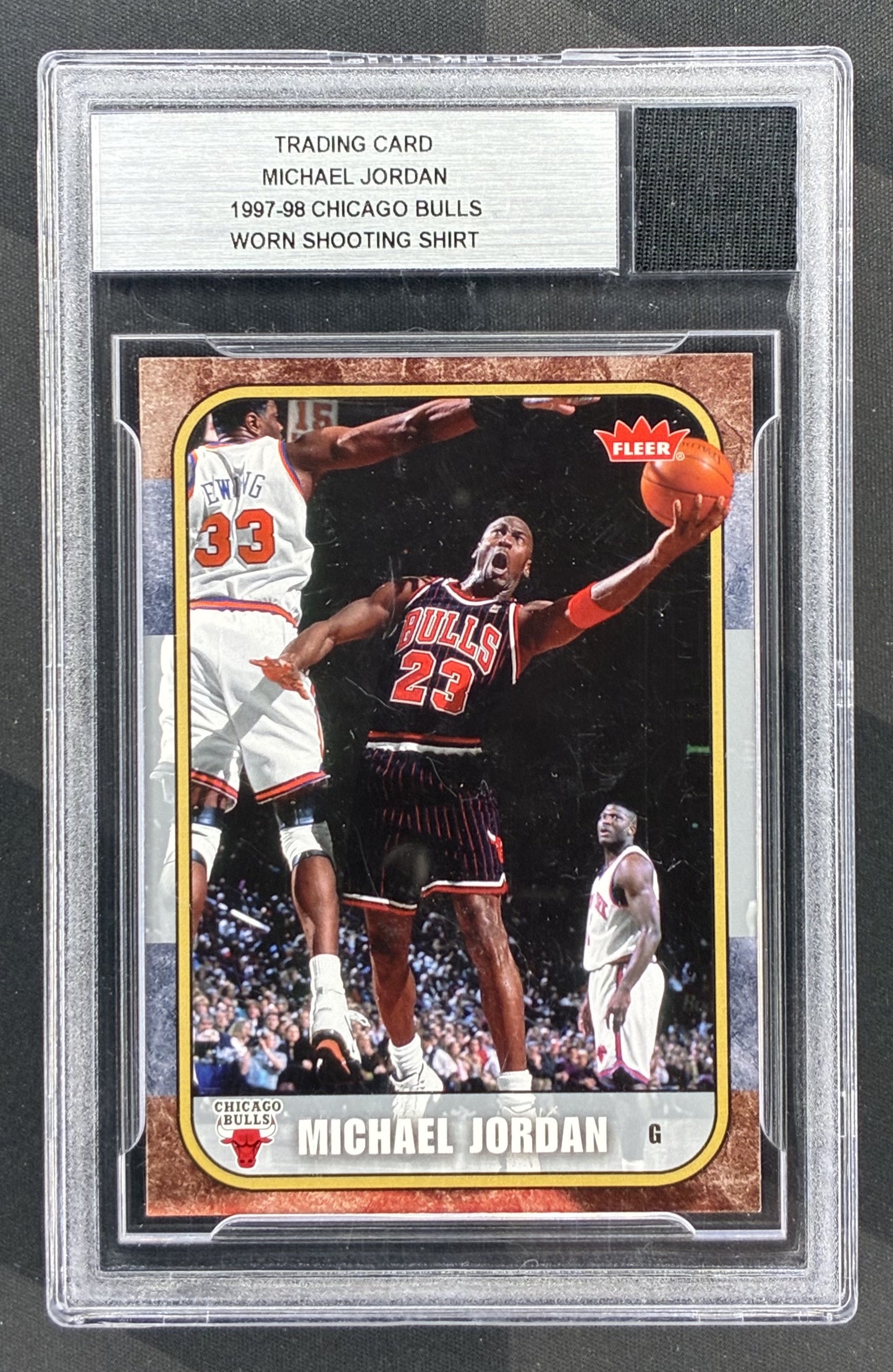 1997-98 Michael Jordan certified worn shooting jersey shirt memorabilia BGS slab with card Chicago Bulls collectible.