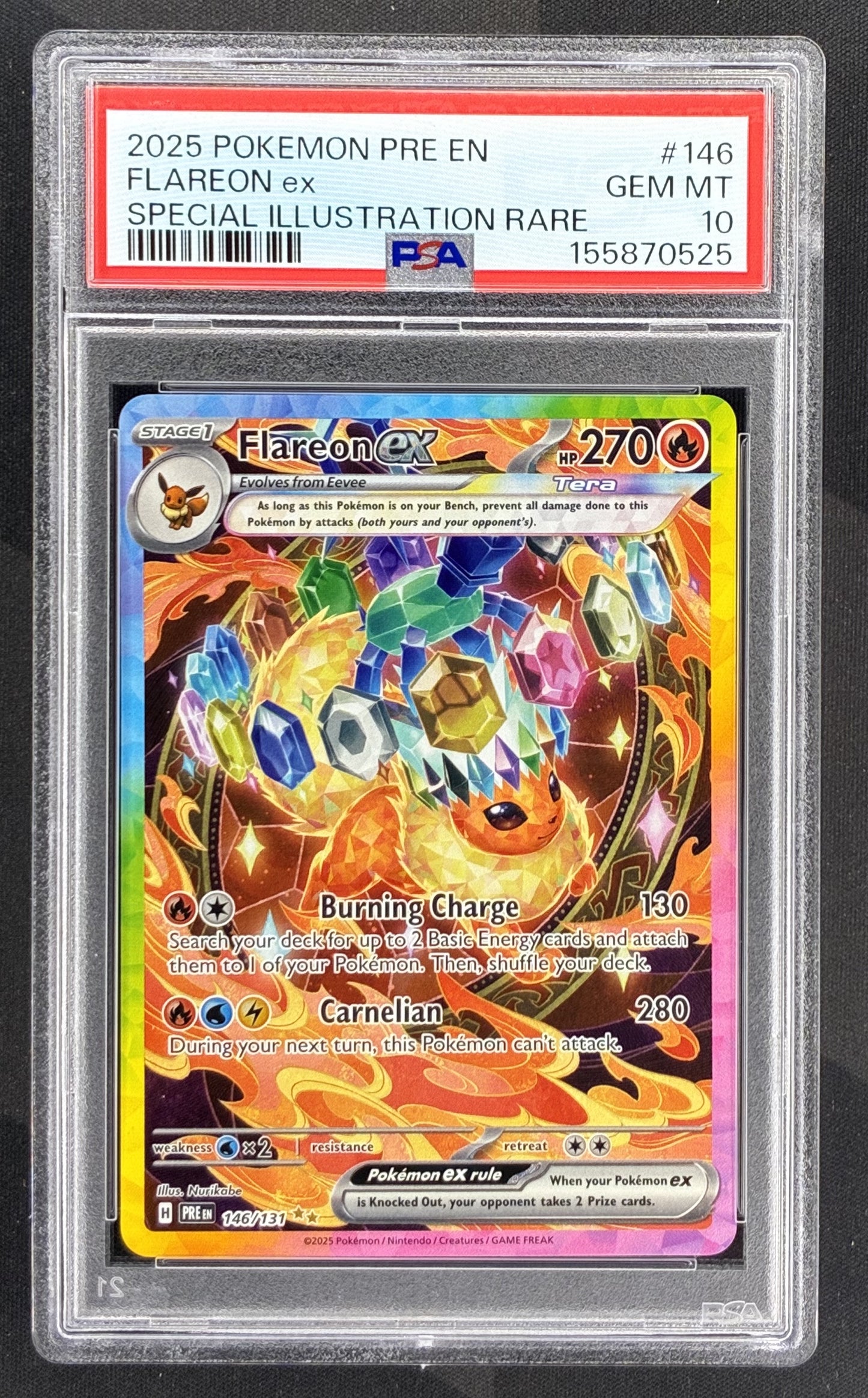 Pokémon Flareon ex 146/131 Prismatic Evolutions SIR PSA 10 Gem Mint