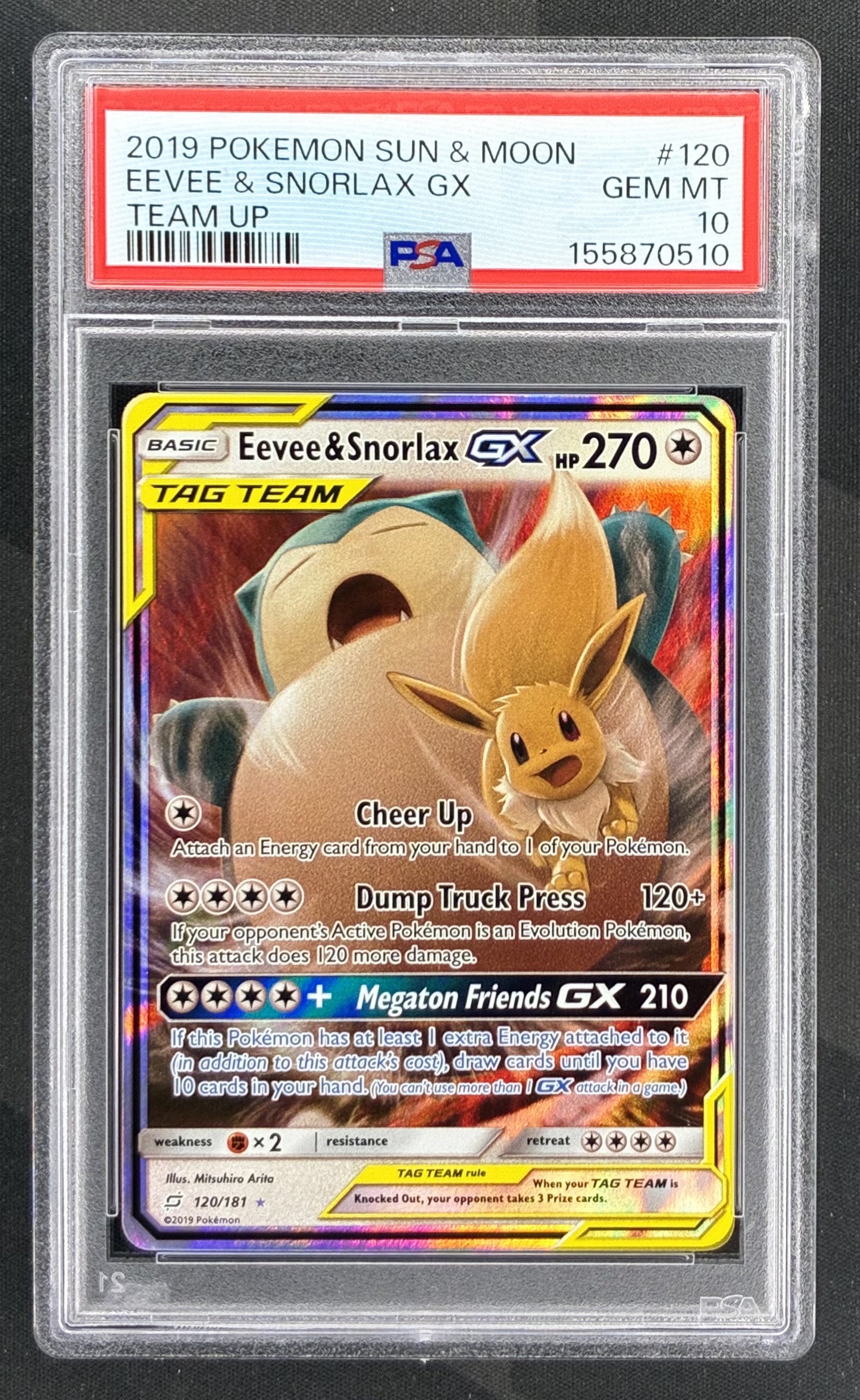 2019 Pokémon Eevee & Snorlax GX 120/181 Team Up PSA 10 Gem Mint