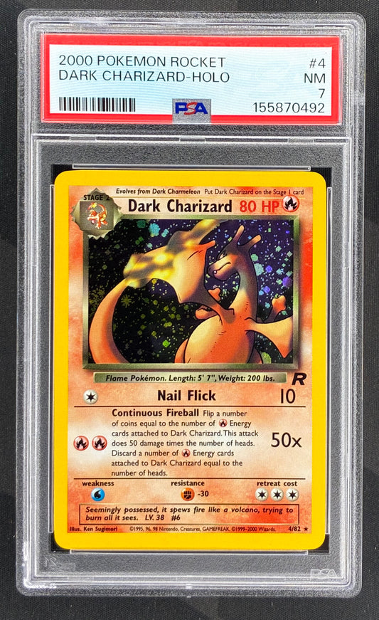 2000 Pokémon Dark Charizard 4/82 Team Rocket Holo PSA 7 NM