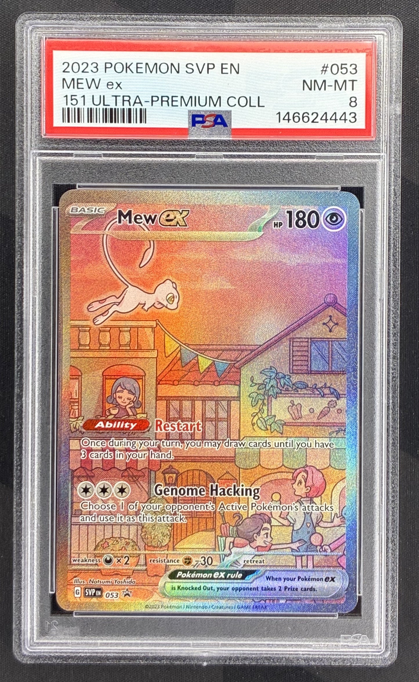 2023 Pokémon Mew ex SVP053 Pokémon 151 Ultra Premium Collection Promo Full Art Holo PSA 8 NM-MT graded English trading card.