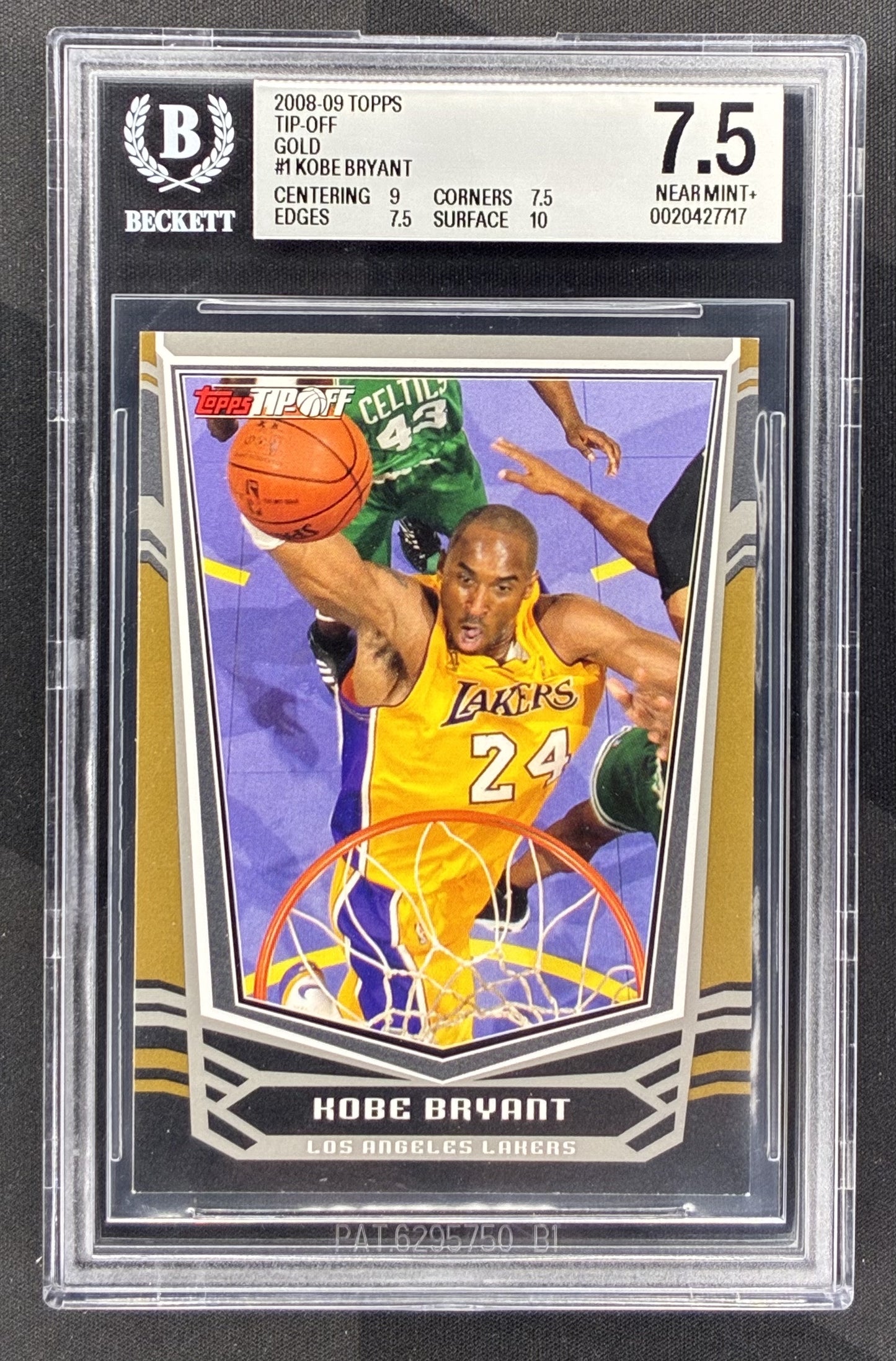 2008-09 Topps Tip-Off Kobe Bryant Gold #1 serial numbered to 99 BGS 7.5 graded NBA trading card.