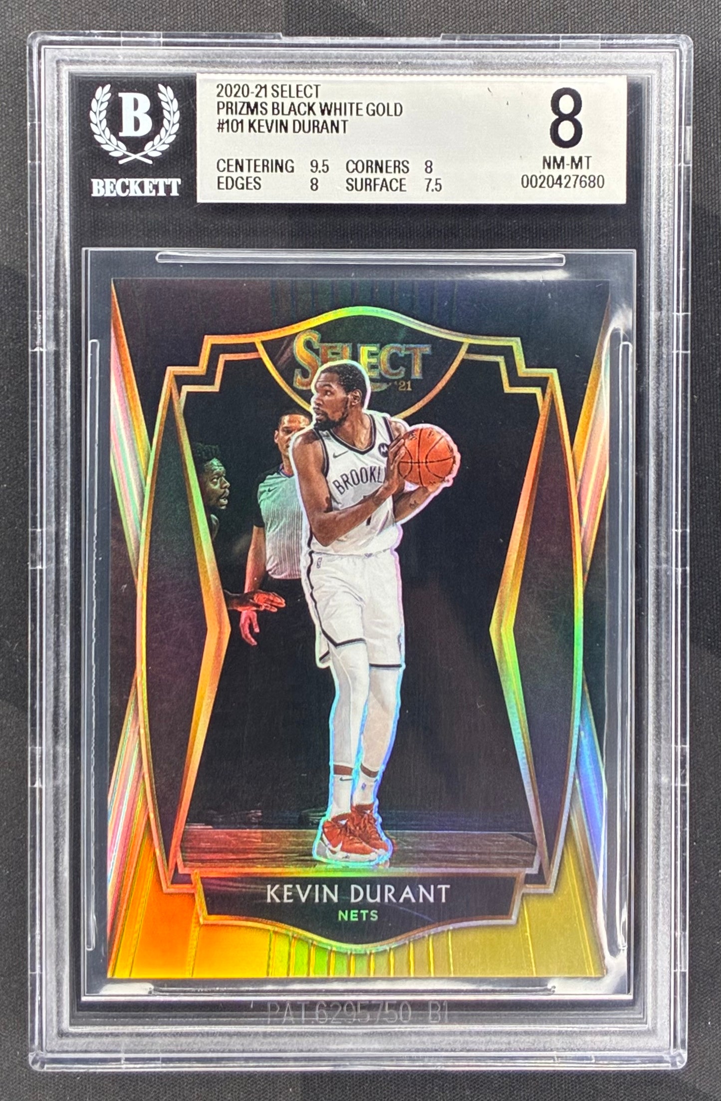 2021 Panini Select Kevin Durant Premier Level Black Prizm 1/1 BGS 8