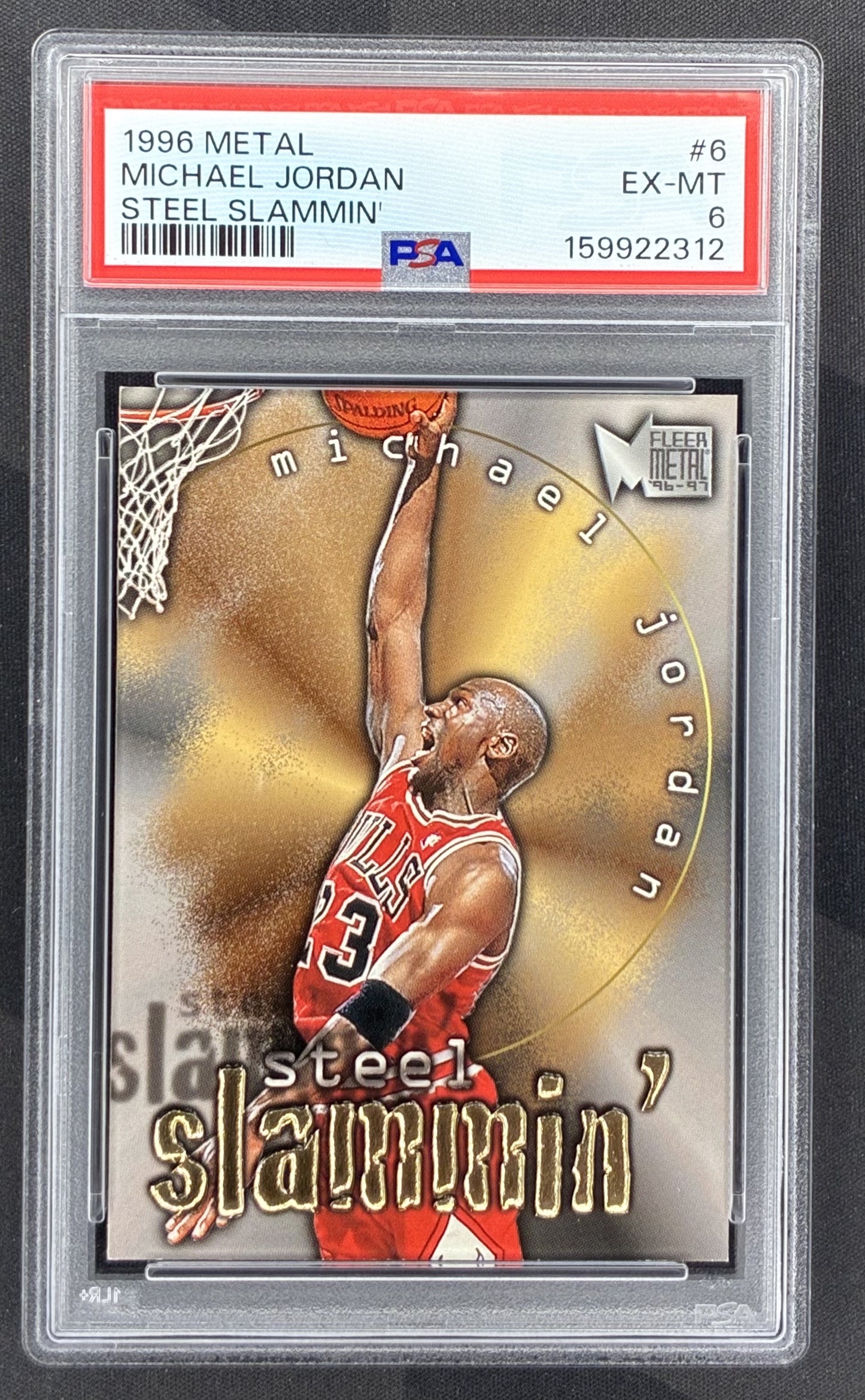 1996 Metal Steel Slammin’ Michael Jordan #6 PSA 6 EX-MT
