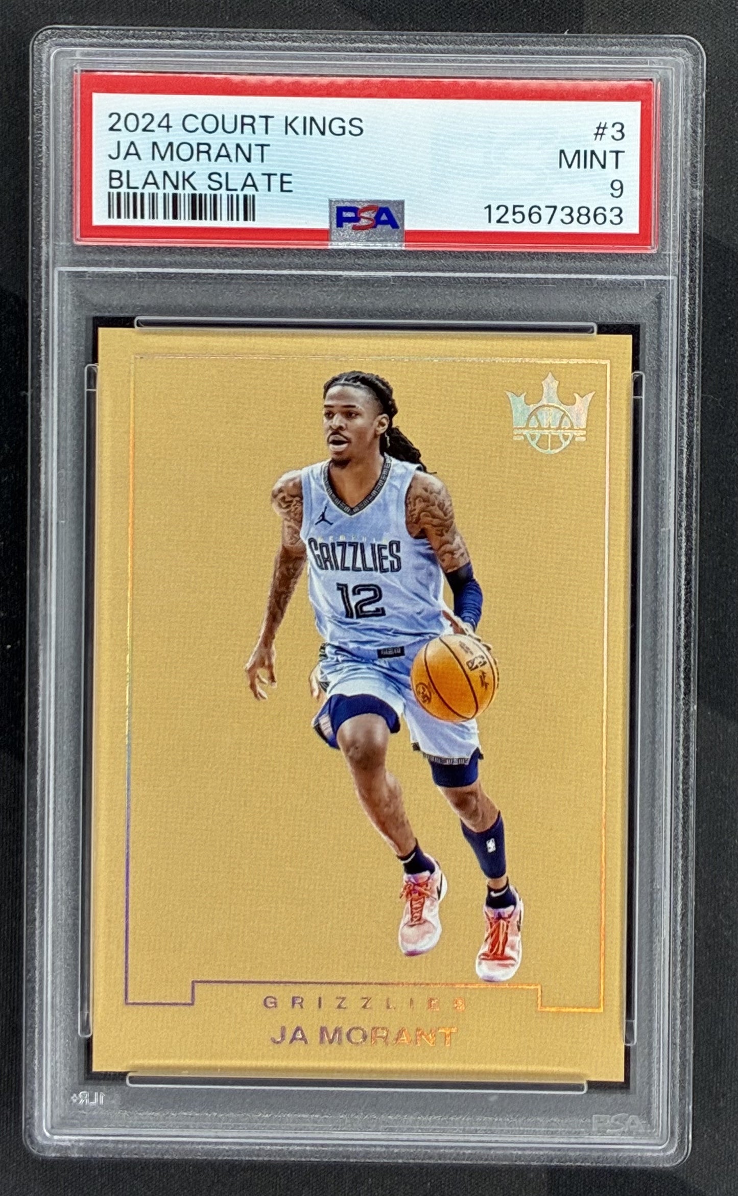 2024-25 Panini Court Kings Ja Morant Blank Slate Case Hit SSP card graded PSA 9 Mint.