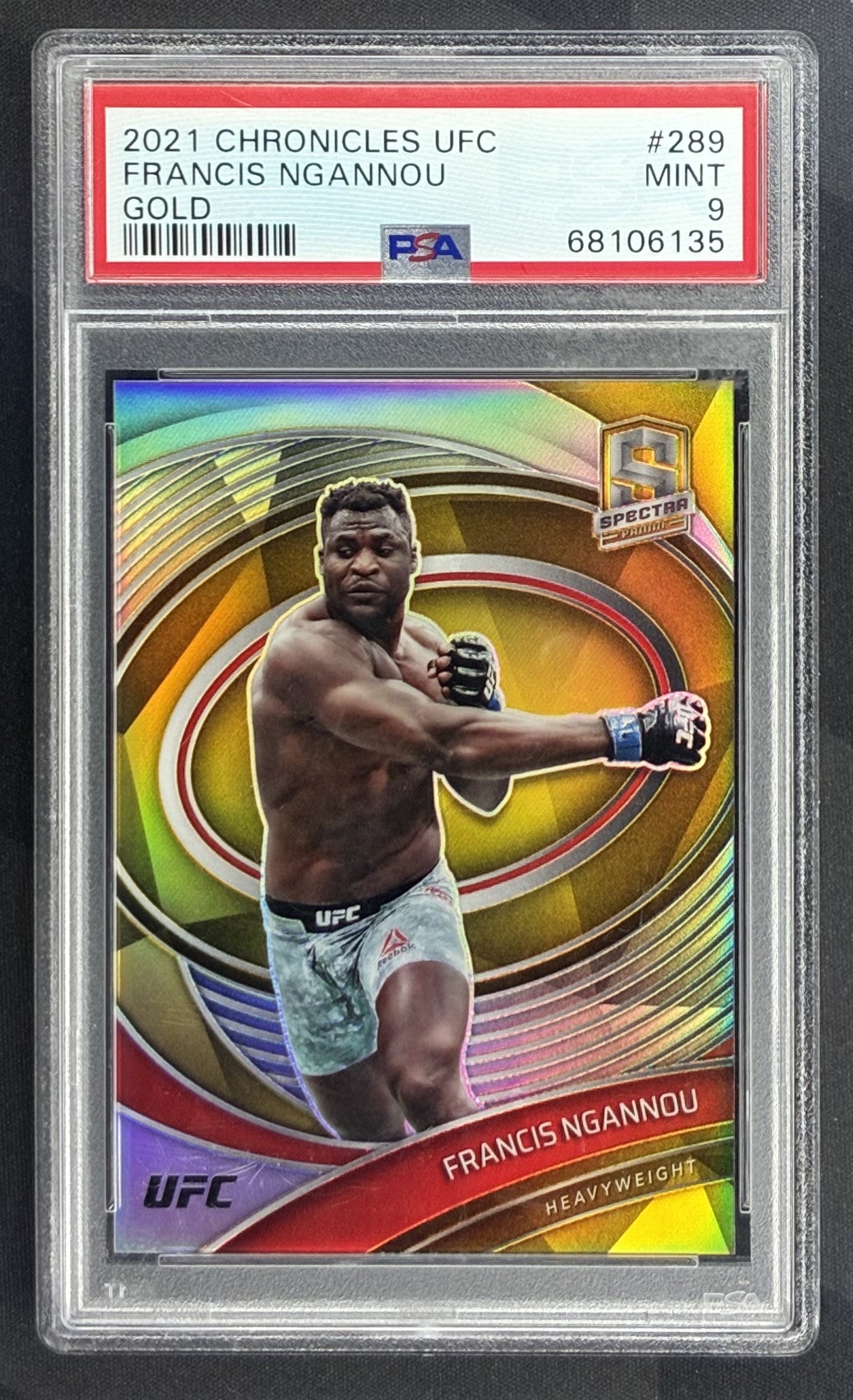 2021 Panini Chronicles UFC Spectra Francis Ngannou Gold /10 PSA 9 Mint