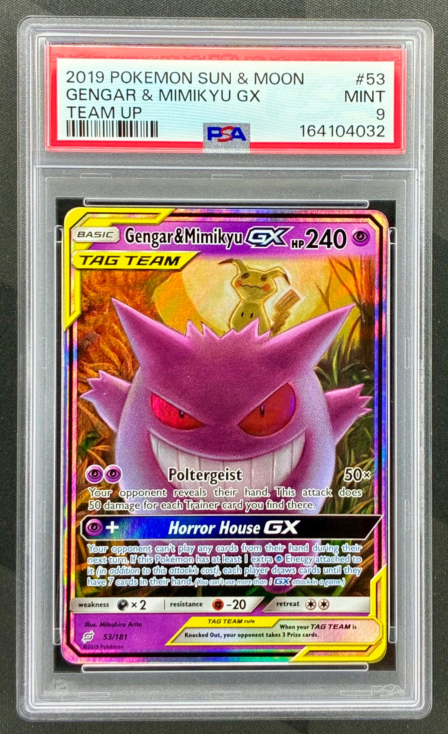 Gengar & Mimikyu GX 53/181 Team Up PSA 9 Pokémon Card