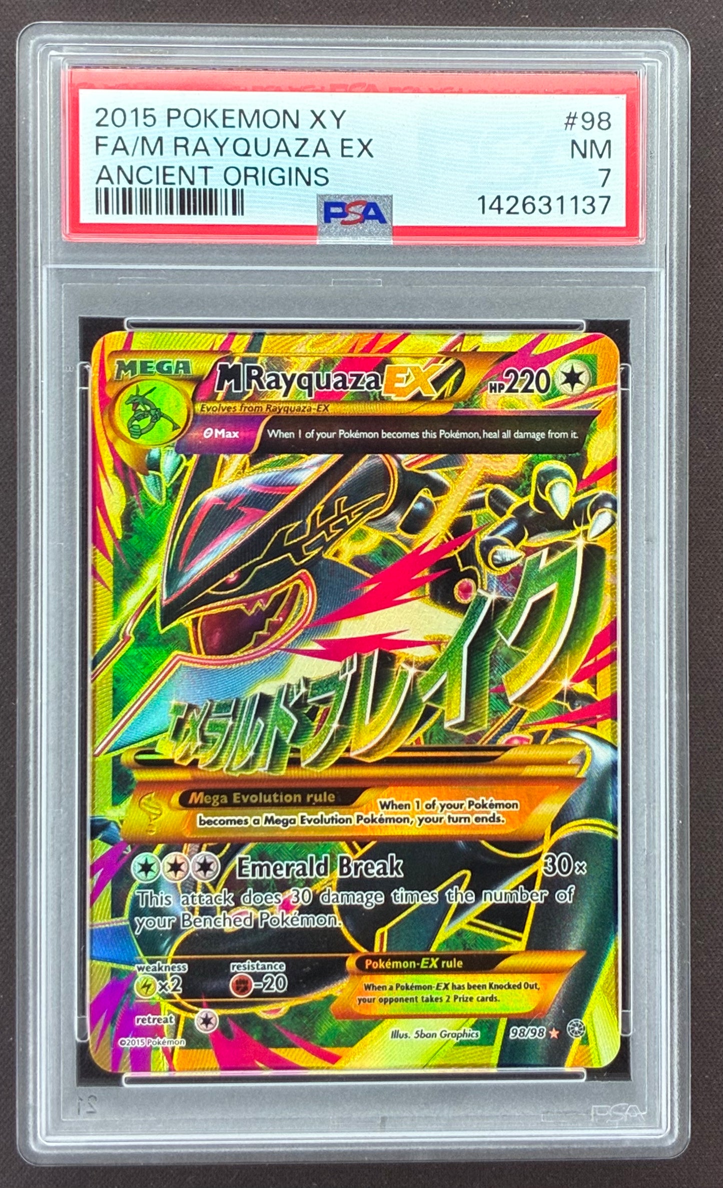M Rayquaza EX 98/98 Ancient Origins PSA 7 Full Art Pokémon Card