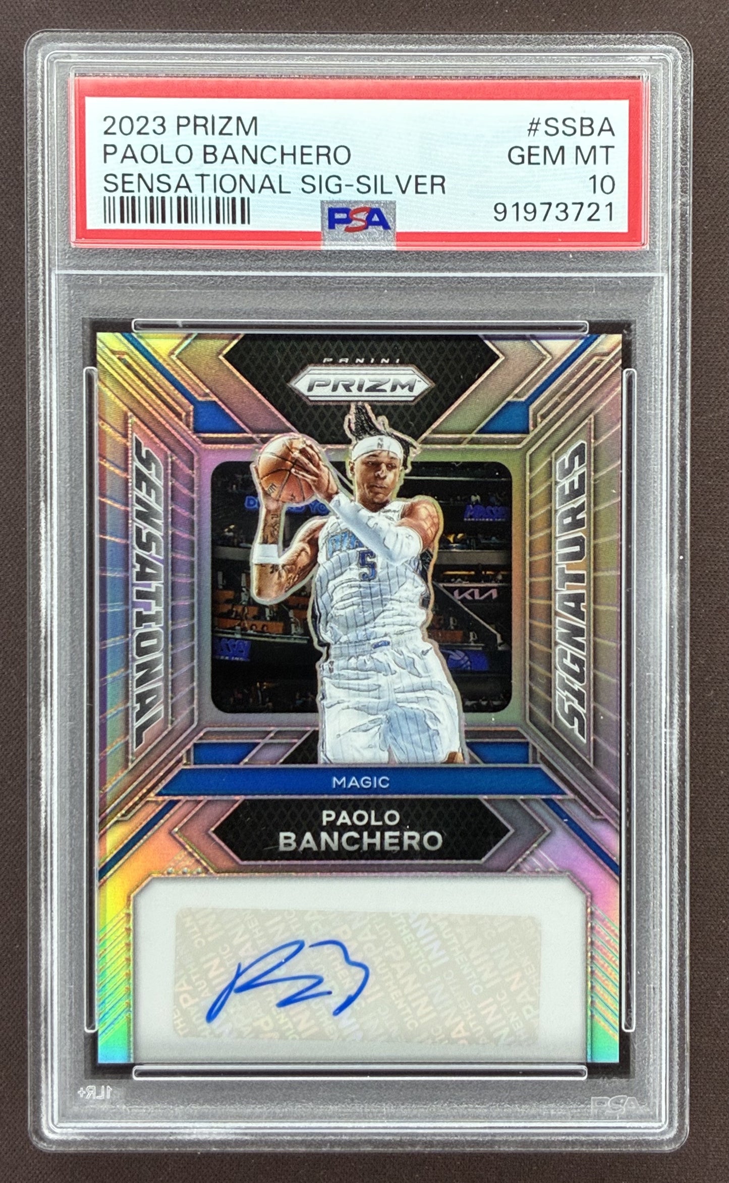 2022-23 Panini Prizm Paolo Banchero Sensational Signatures Silver Prizm rookie autograph #SS-PB graded PSA 10 Gem Mint.