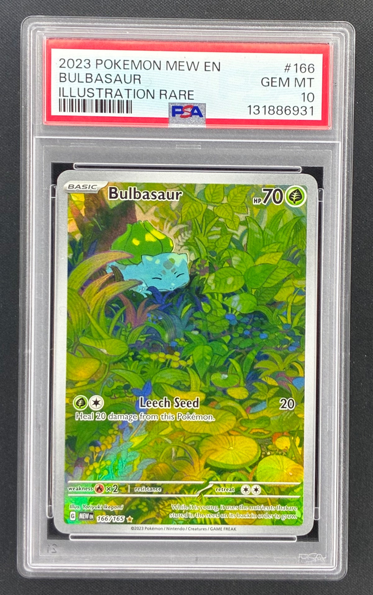 2023 Pokémon 151 Bulbasaur 166/165 Illustration Rare PSA 10
