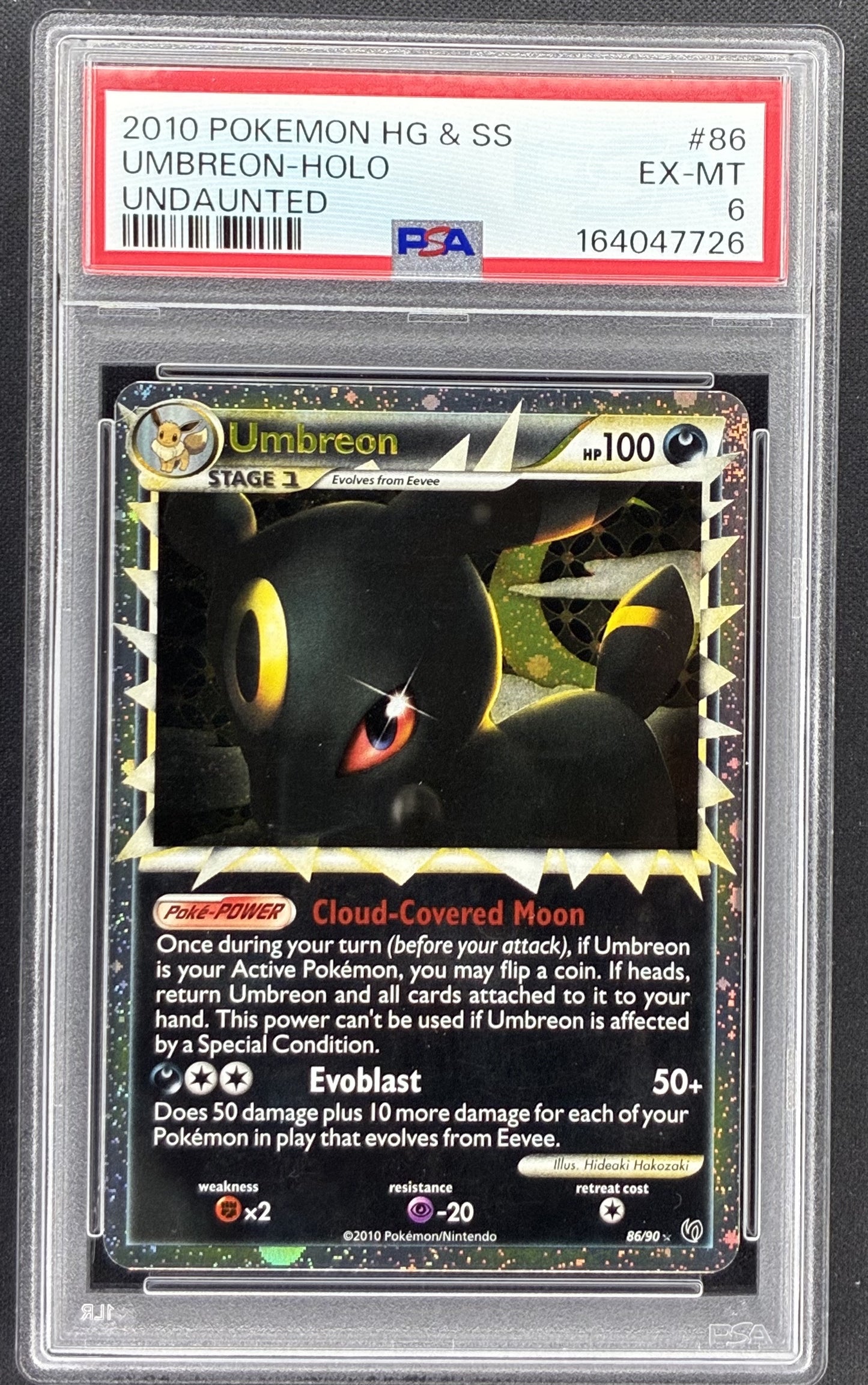 2010 Pokémon HS Undaunted Umbreon Prime 86/90 Holo PSA 6 graded card.