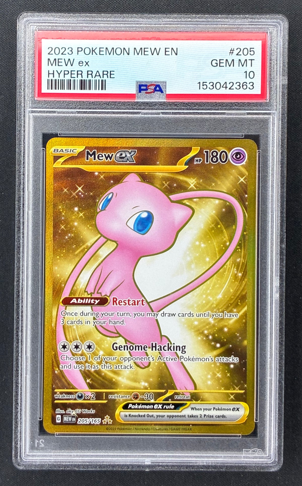 2023 Pokémon 151 Mew ex 205/165 Hyper Rare Gold PSA 10 GEM MINT