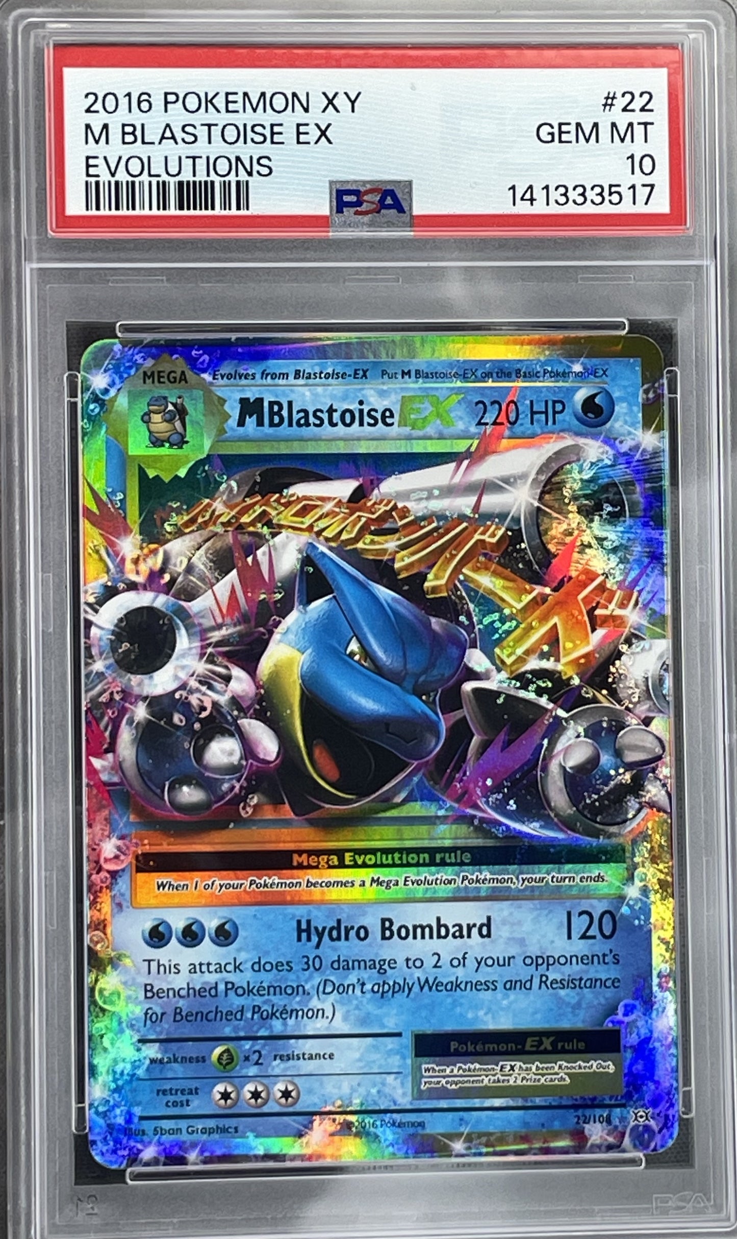 Mega Blastoise EX Evolutions 22/108 PSA 10 English Pokemon card slab