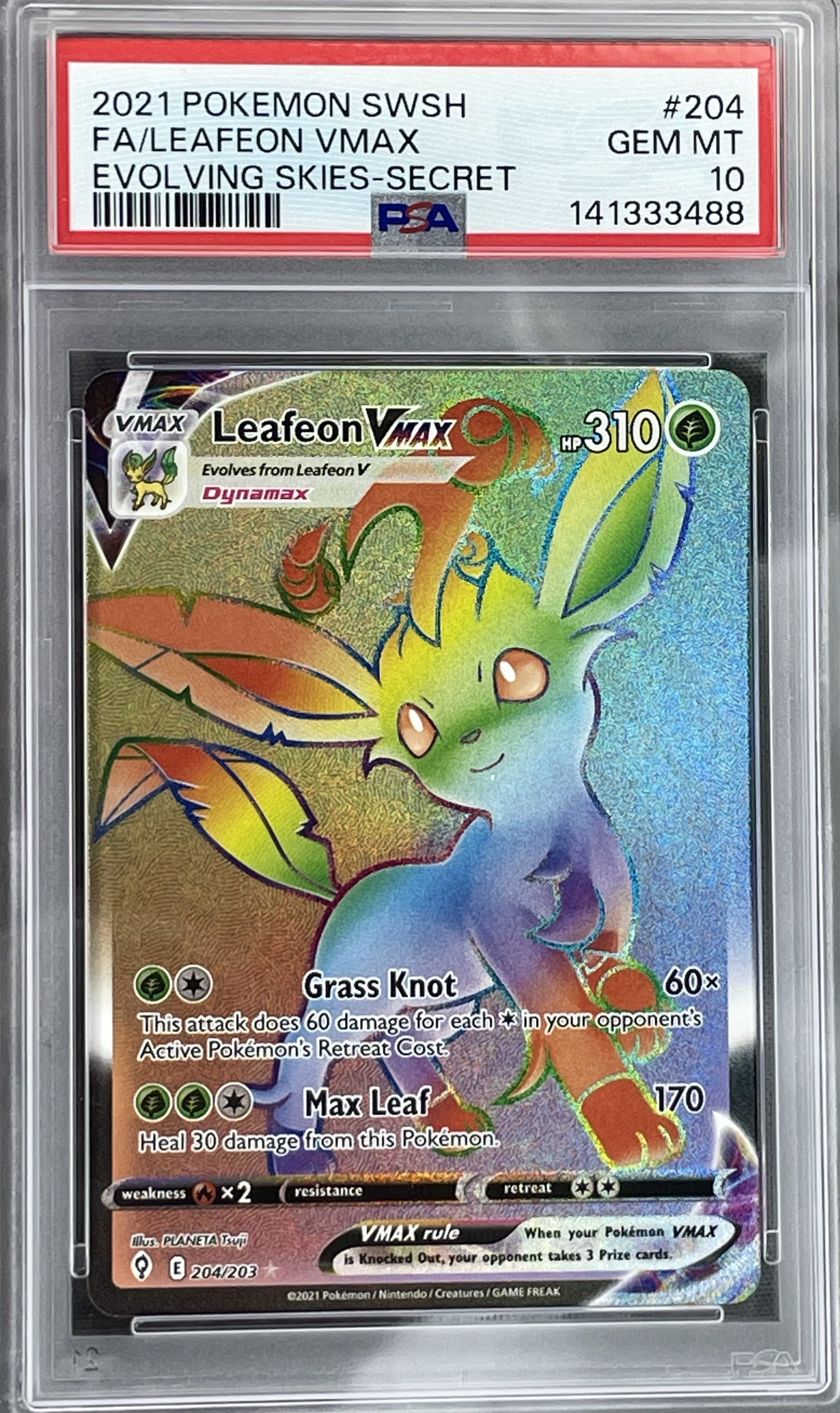 shiny leafeon pokemon card Leafeon VMAX Evolving Skies 204/203 Secret Rare Holo PSA 10 English Po – Urban Empire Collectables AU