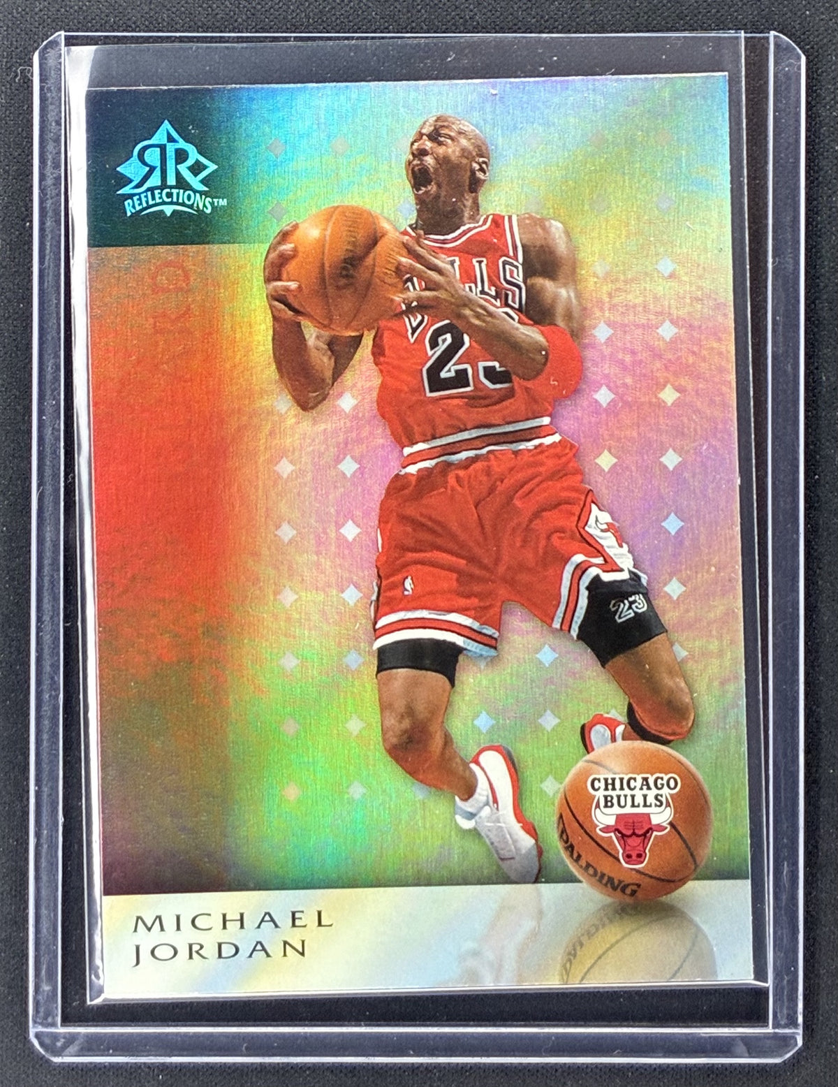 2006-07 Upper Deck Reflections Michael Jordan #14 Chicago Bulls reflective foil basketball card.