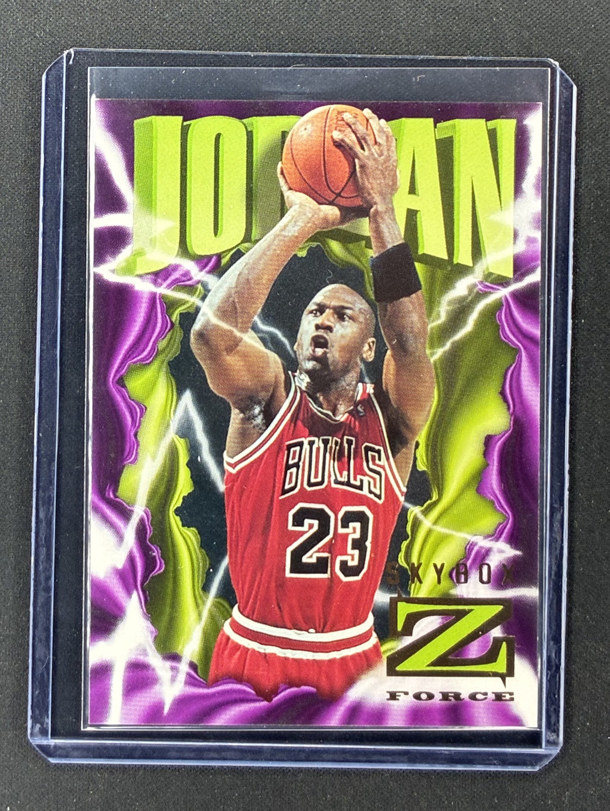 1996-97 SkyBox Z-Force Michael Jordan #11 Chicago Bulls basketball trading card.