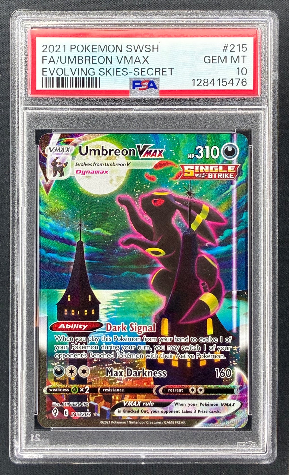 2000 Pokémon Team Rocket Dark Slowbro Holo #12/82 1st Edition PSA 9 Mint trading card.
