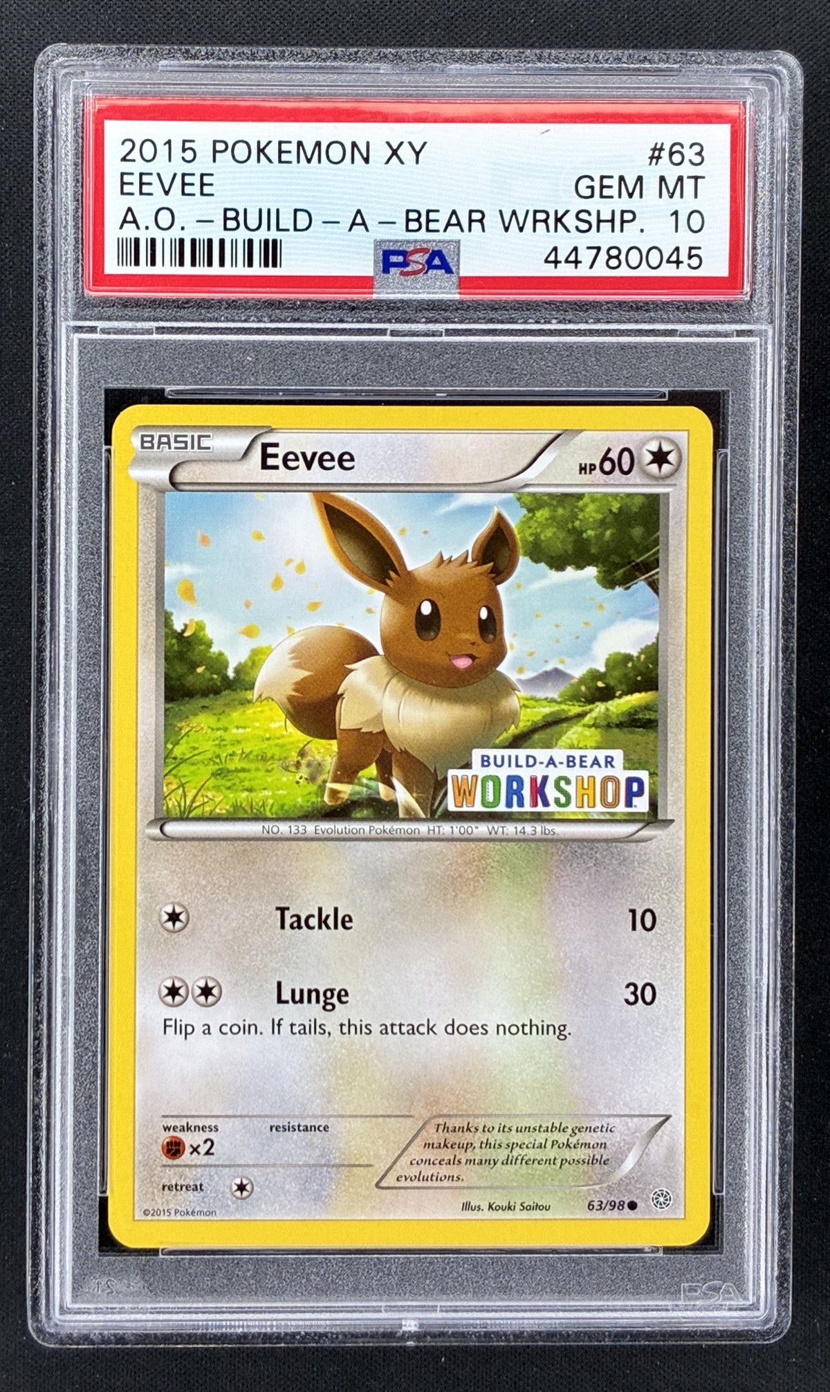 2015 Pokémon Ancient Origins Eevee #63/98 Build-A-Bear Workshop stamped promo PSA 10 Gem Mint.