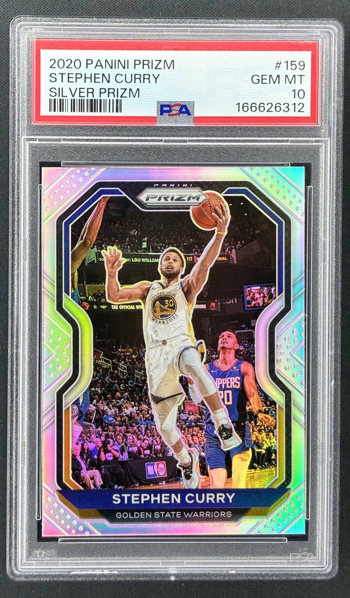 2020-21 Panini Prizm Stephen Curry #159 Silver Prizm PSA 10 Gem Mint Golden State Warriors basketball card.