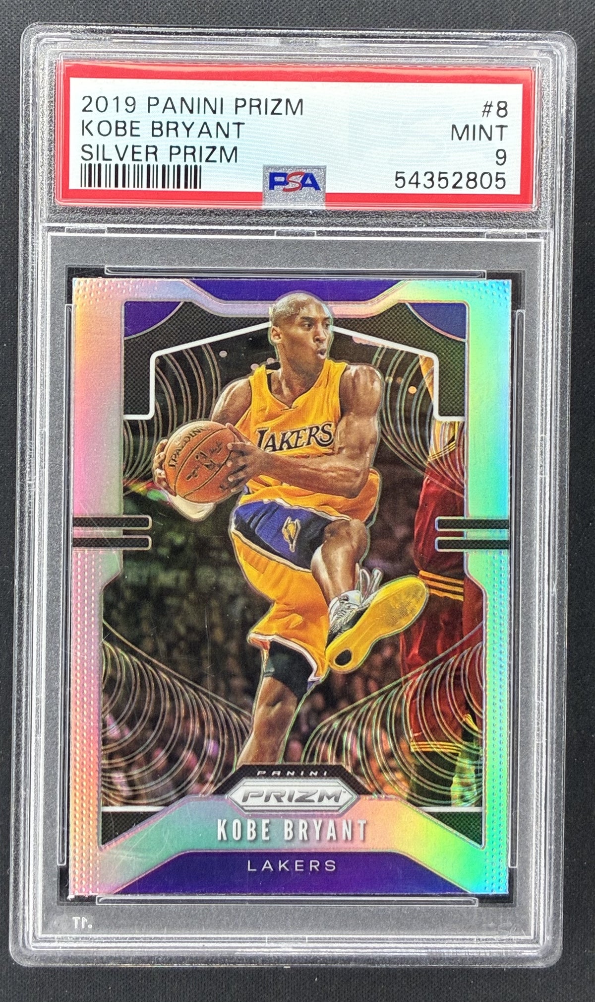 2019-20 Panini Prizm Kobe Bryant #8 Silver Prizm PSA 9 Mint Los Angeles Lakers basketball card.