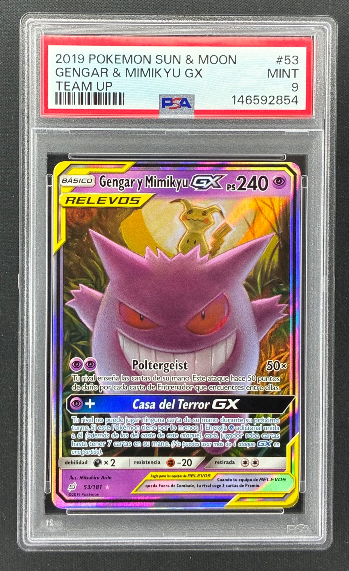 Gengar & Mimikyu GX 53/181 Team Up PSA 9 Pokémon Card