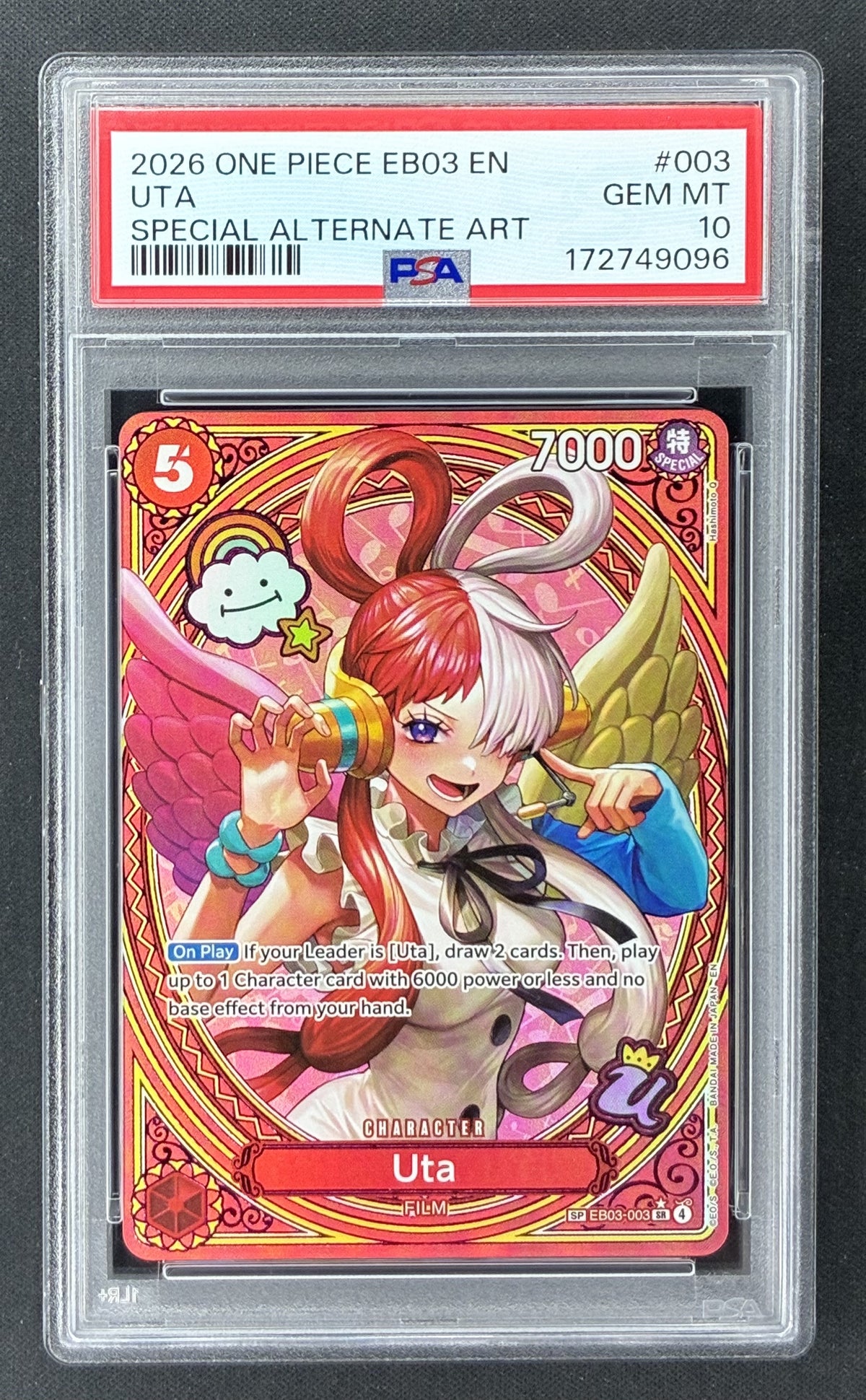 2026 One Piece EB03 One Piece Heroines Uta 003 Special Alternate Art PSA 10 Gem Mint graded card.