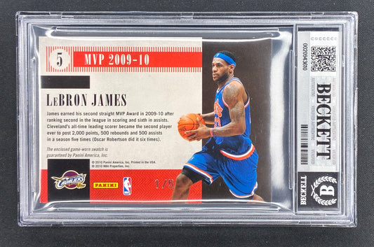 BGS slab front — 2010-11 Panini Timeless Treasures LeBron James MVP Laundry Tag #1/5 BGS 8 NM-MT