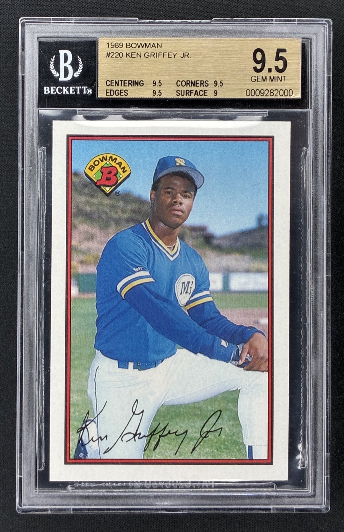 1989 Bowman Ken Griffey Jr 220 rookie card Seattle Mariners BGS 9.5 Gem Mint.