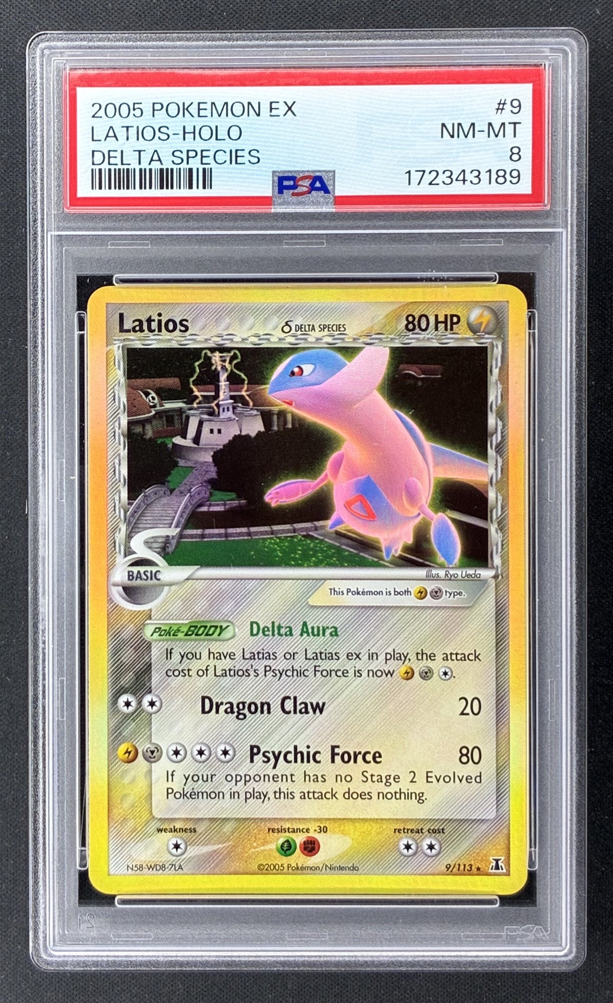 2005 Pokémon EX Delta Species Latios Holo Rare 9/113 PSA 8 NM-MT.