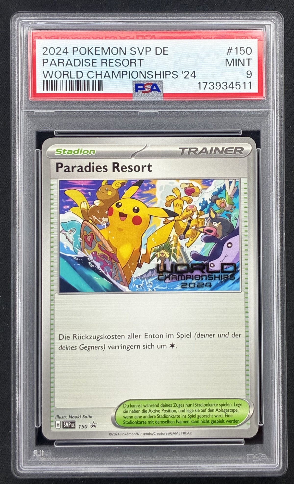 2024 Pokémon German Paradise Resort 150 SV-P World Championships Honolulu promo PSA 9 Mint.