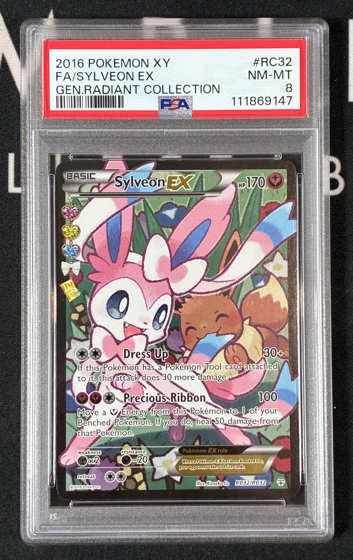 Sylveon EX RC32/RC32 Full Art Holo Pokémon Card – PSA 8 Radiant Collection