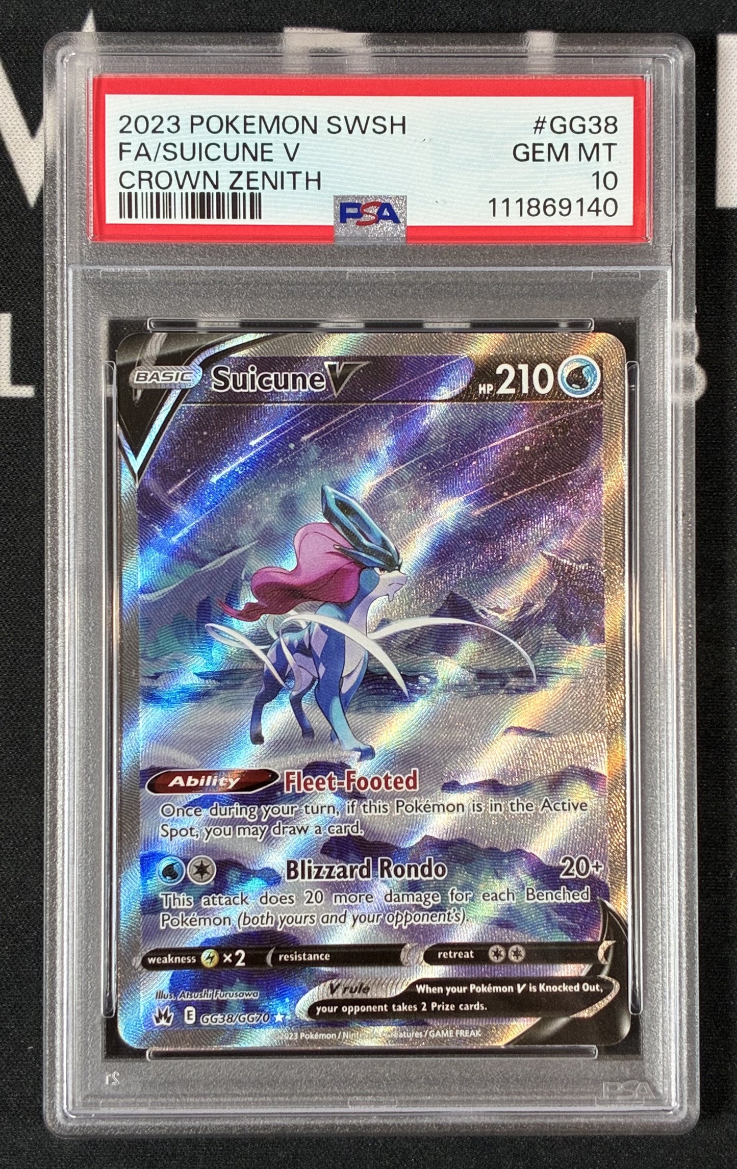 Suicune V GG38/GG70 Full Art Pokémon Card – PSA 10 GEM MINT Galarian Gallery