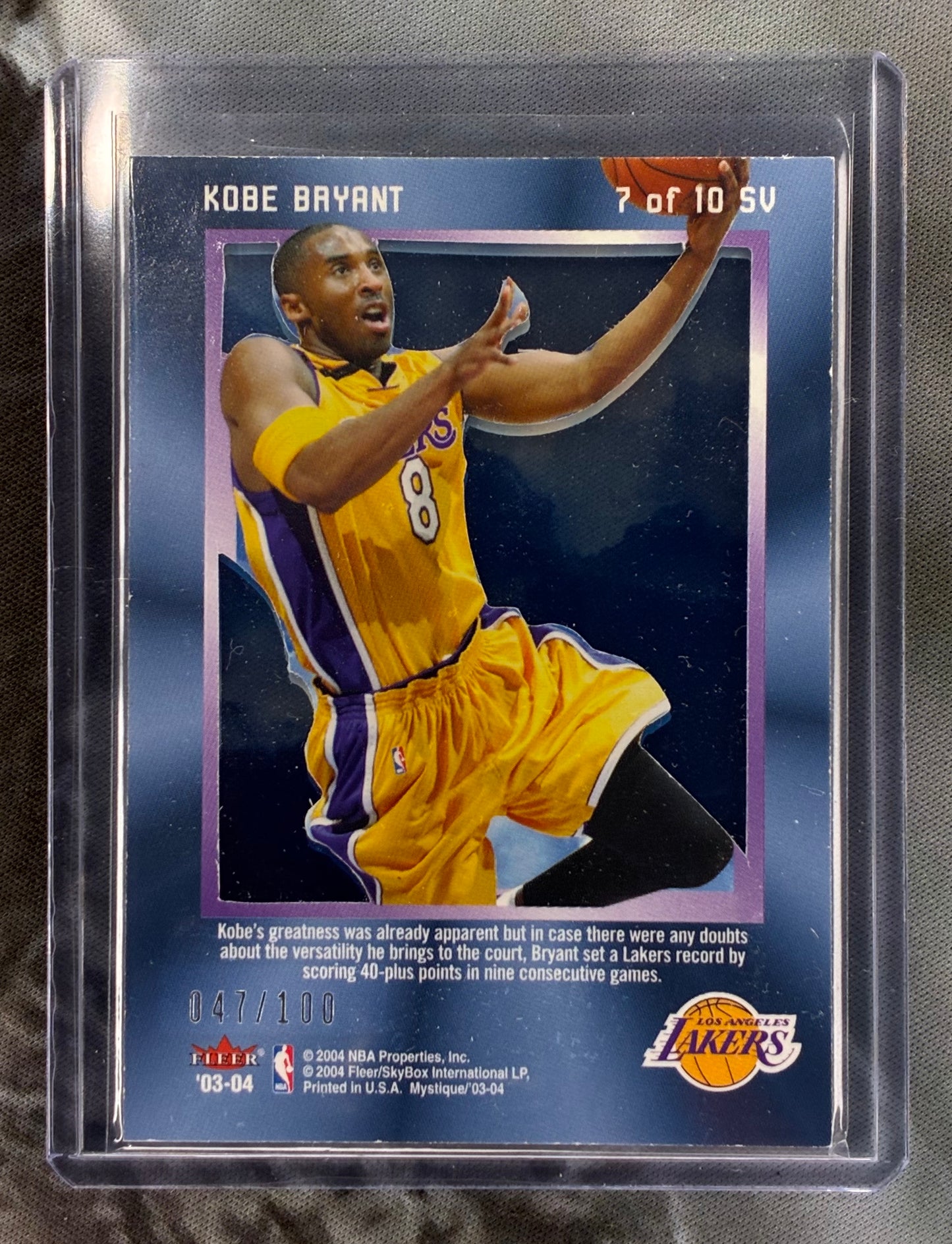 Kobe Bryant – 2003-04 Fleer Mystique Skyview – #SV-KB – Serial Numbered 47/100 – Lakers