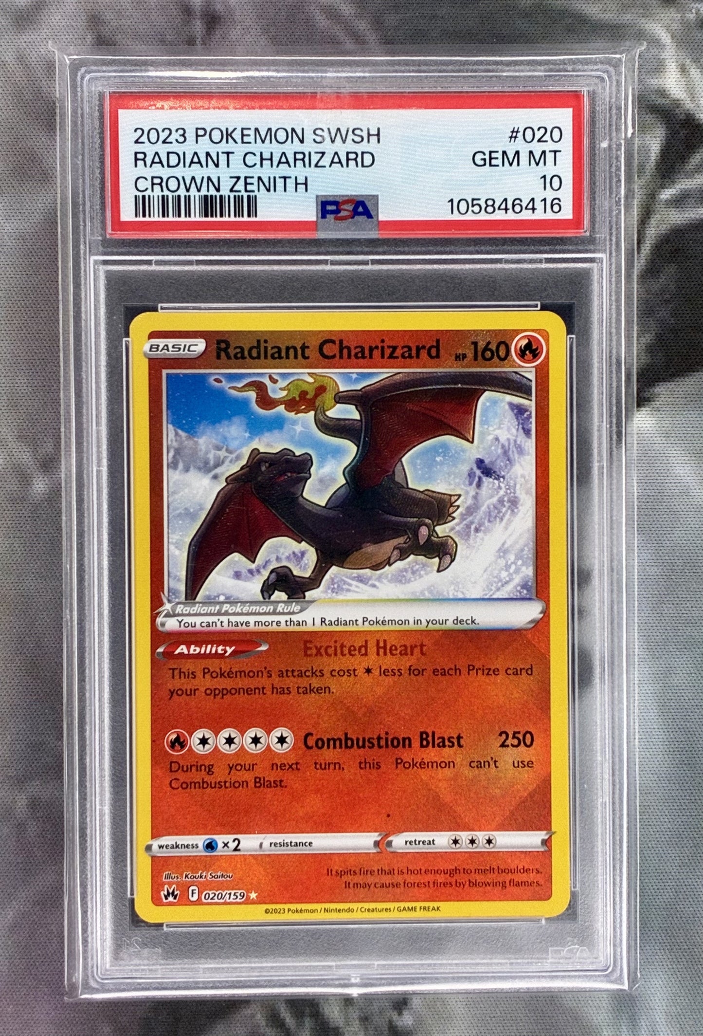 Radiant Charizard Crown Zenith 020/159 Pokémon Card – PSA 10