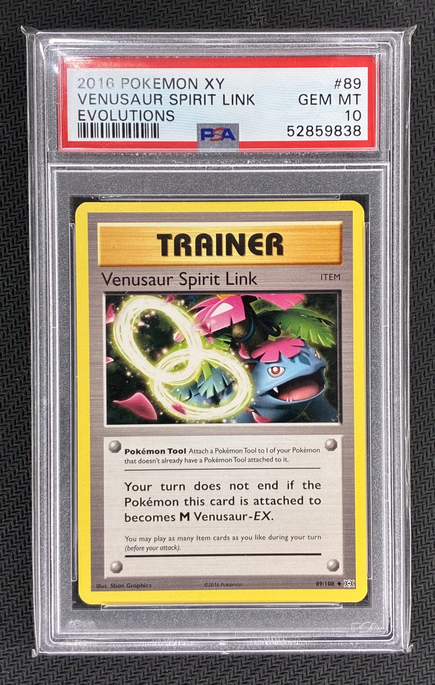PSA 10 Venusaur Spirit Link 89/108 Pokémon XY Evolutions Card – Mint Graded Trainer Slab