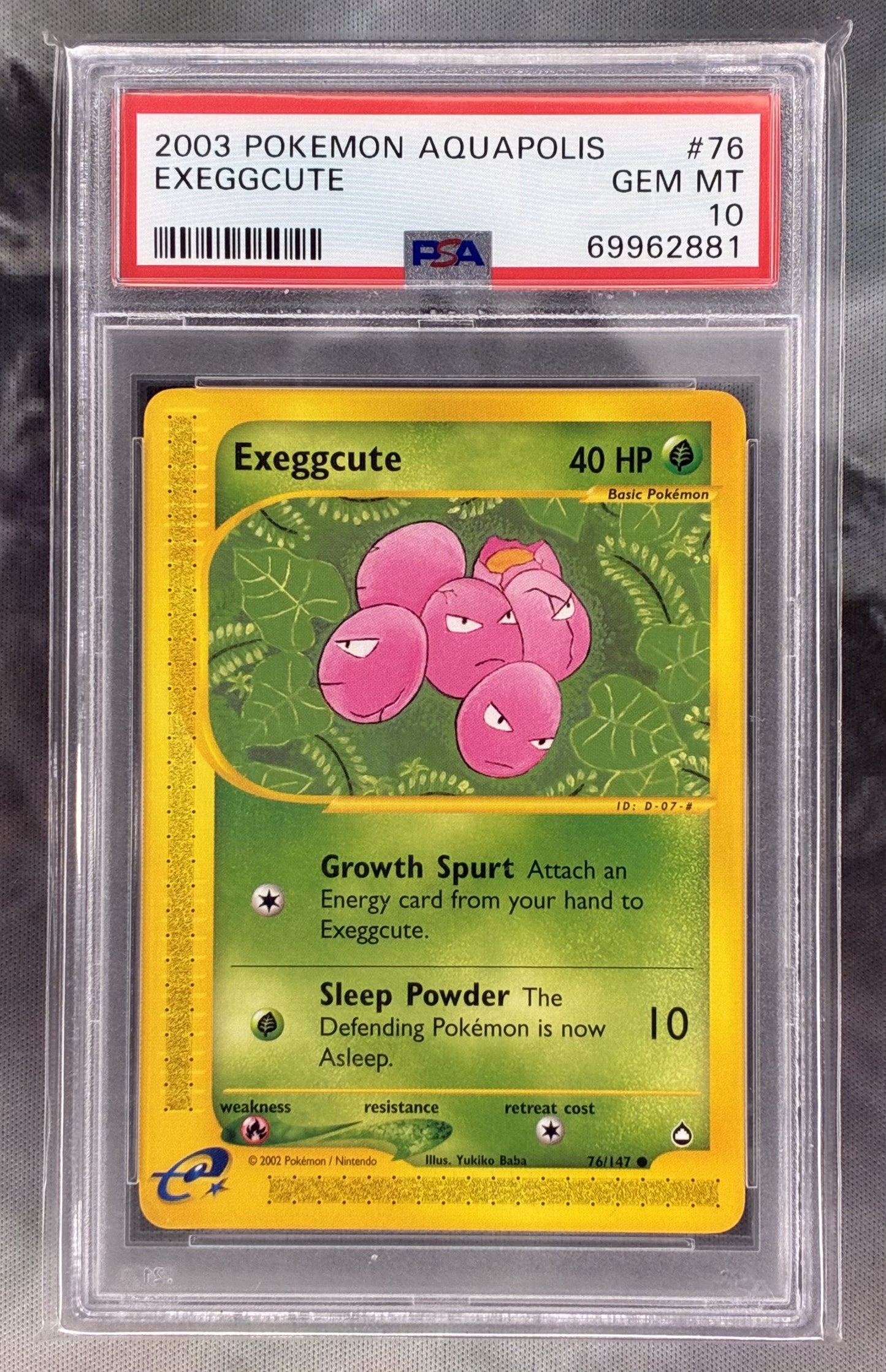 Exeggcute 76/147 – 2003 Aquapolis E-Reader Pokémon Card – PSA 10 GEM MINT