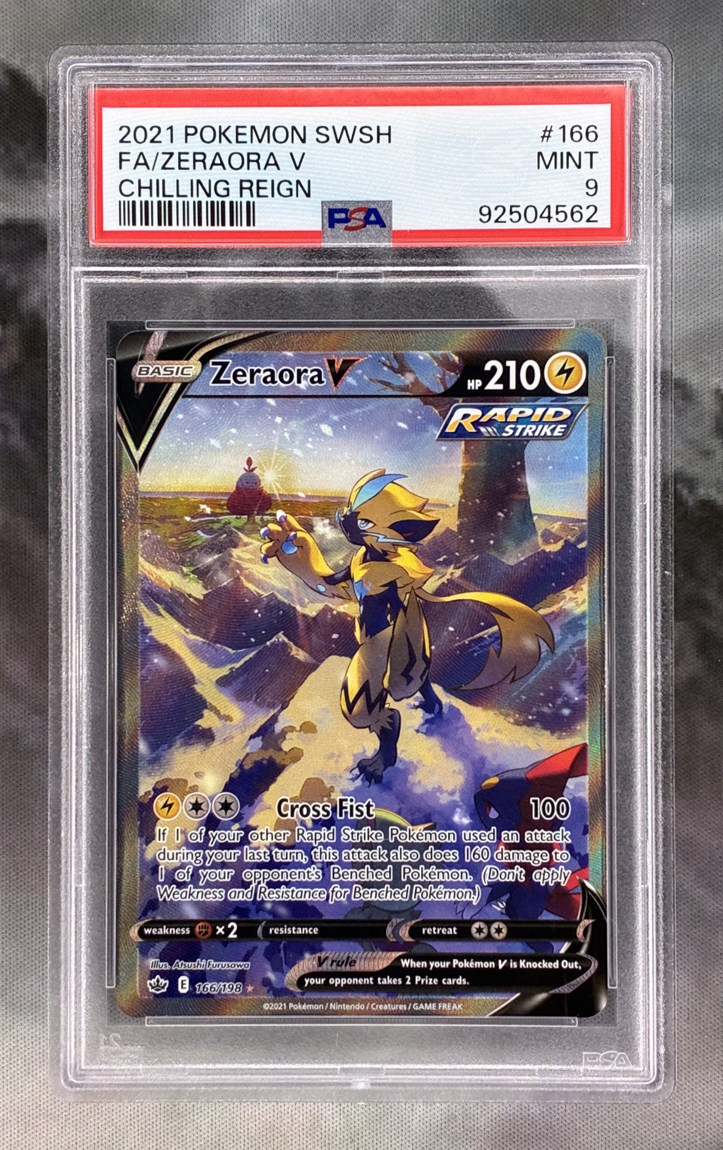 Zeraora V 166/198 – Alternate Art – Chilling Reign – PSA 9 Pokémon Card