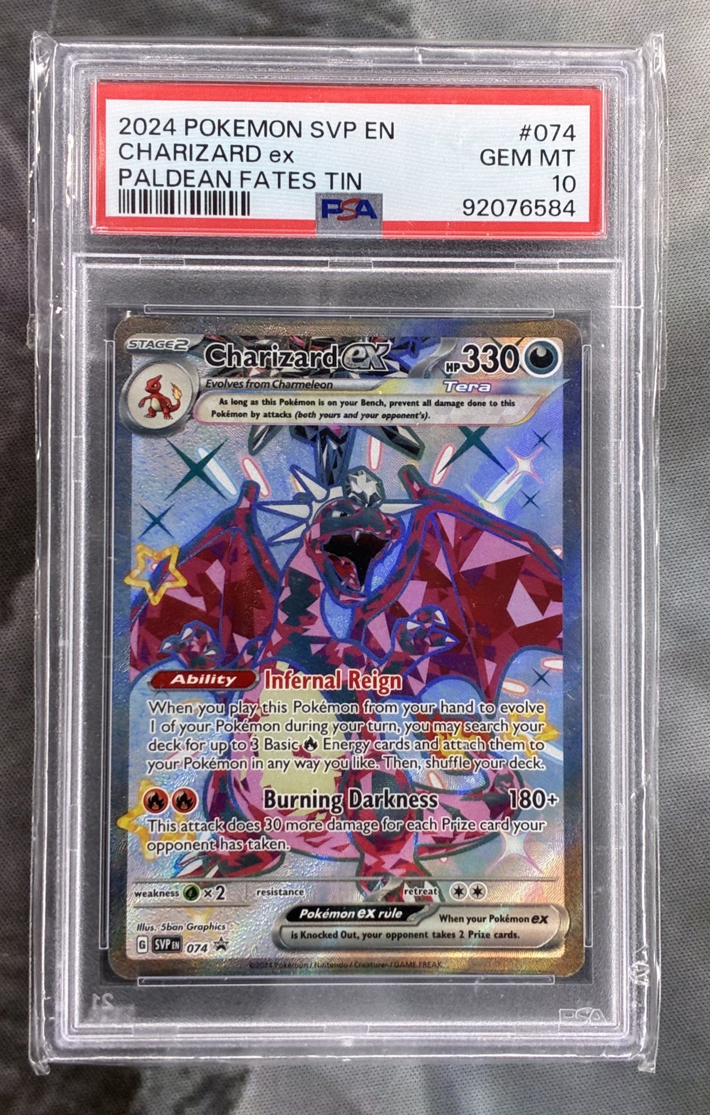 PSA 10 Charizard EX SVP-074 Paldean Fates Tin Promo Pokémon Card